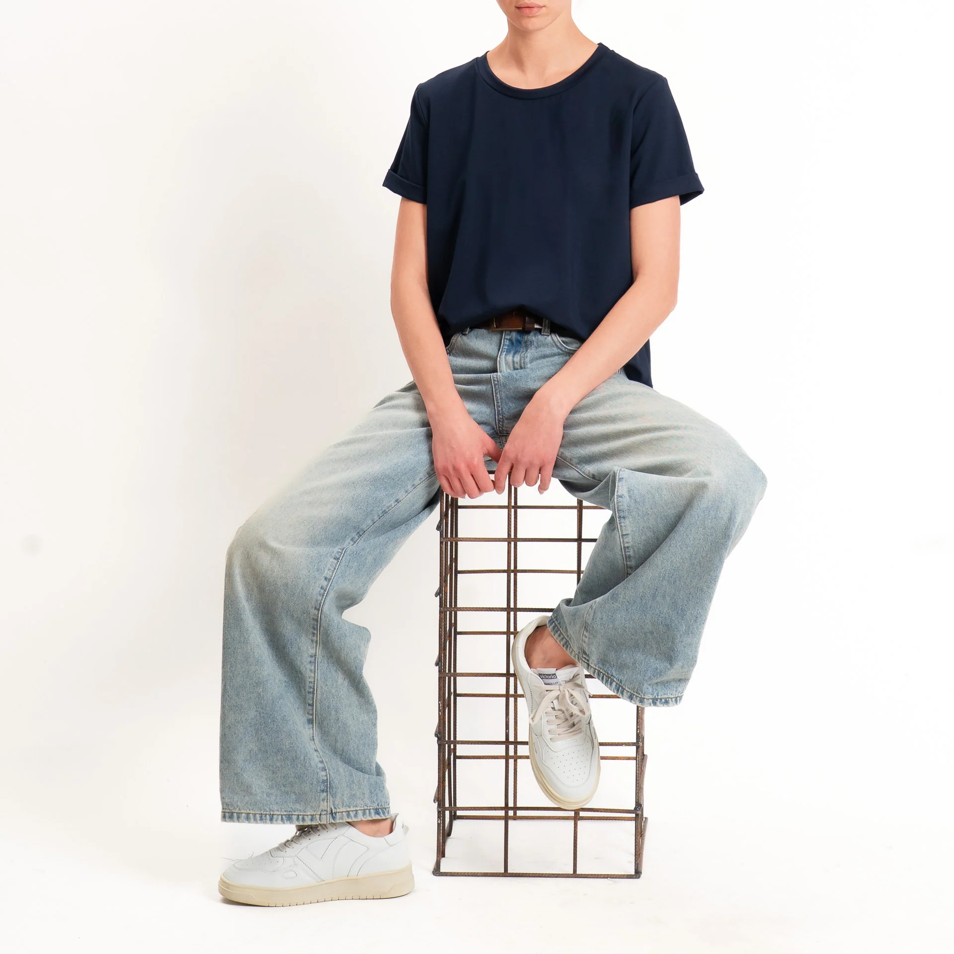 Zeroassoluto-T-shirt scatola jersey elasticizzato - blu