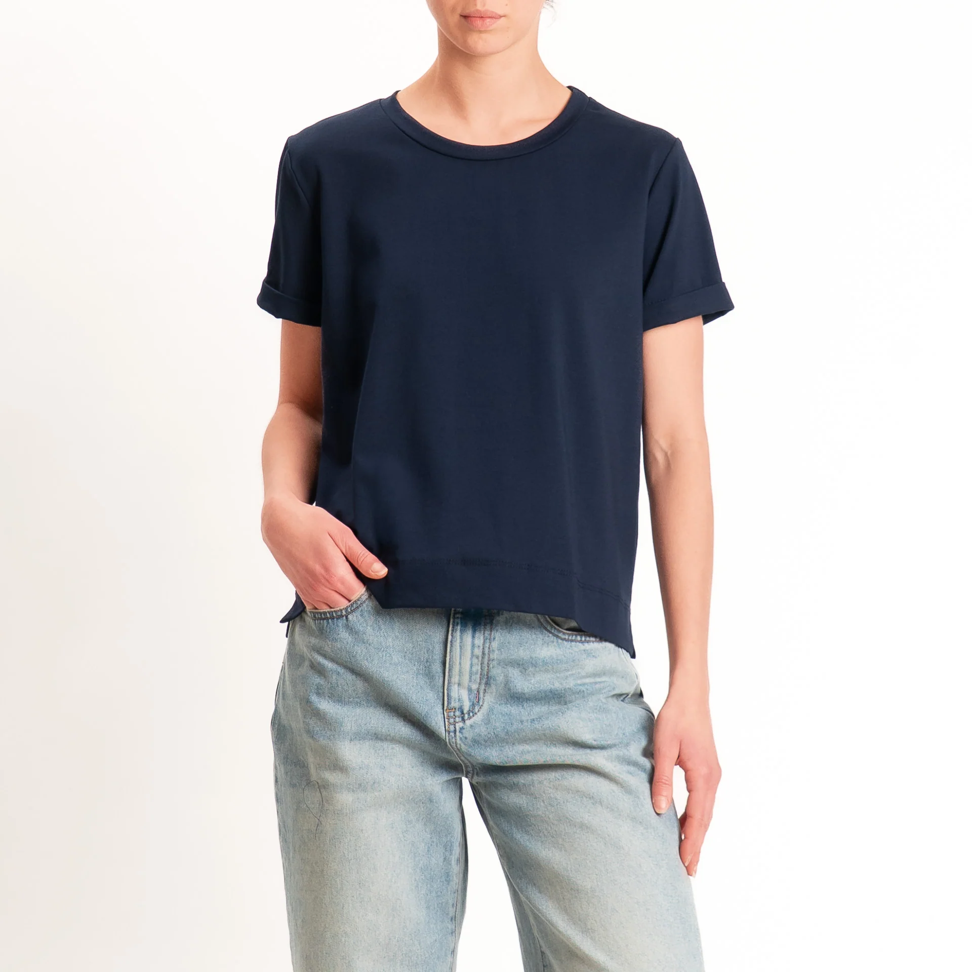 Zeroassoluto-T-shirt scatola jersey elasticizzato - blu - Image 2