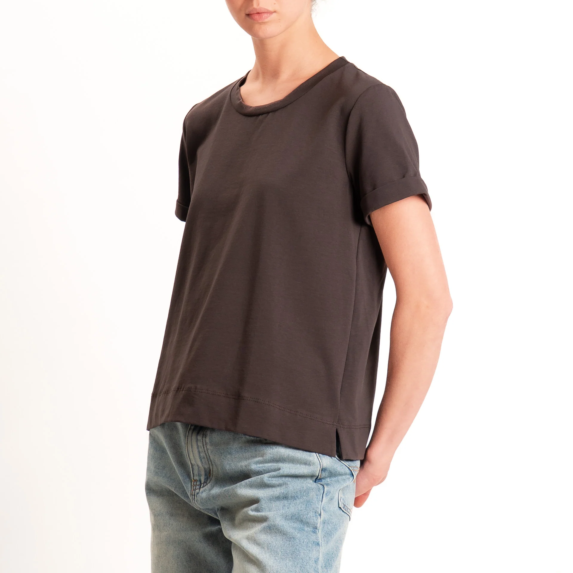 Zeroassoluto-T-shirt scatola jersey elasticizzato - choco - Image 3