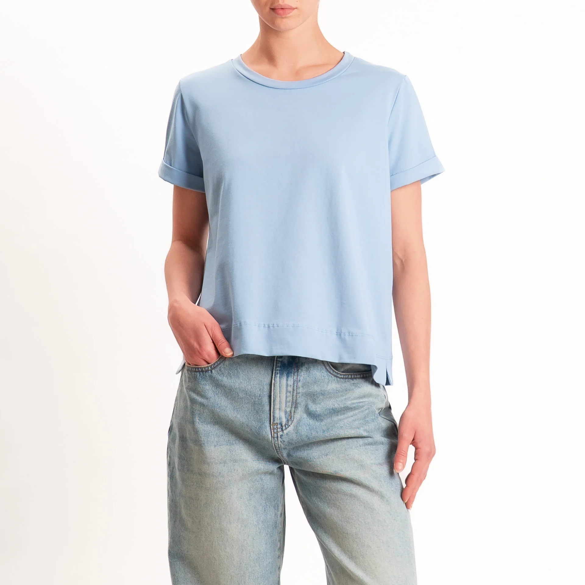 Zeroassoluto-T-shirt scatola jersey elasticizzato - sky - Image 2