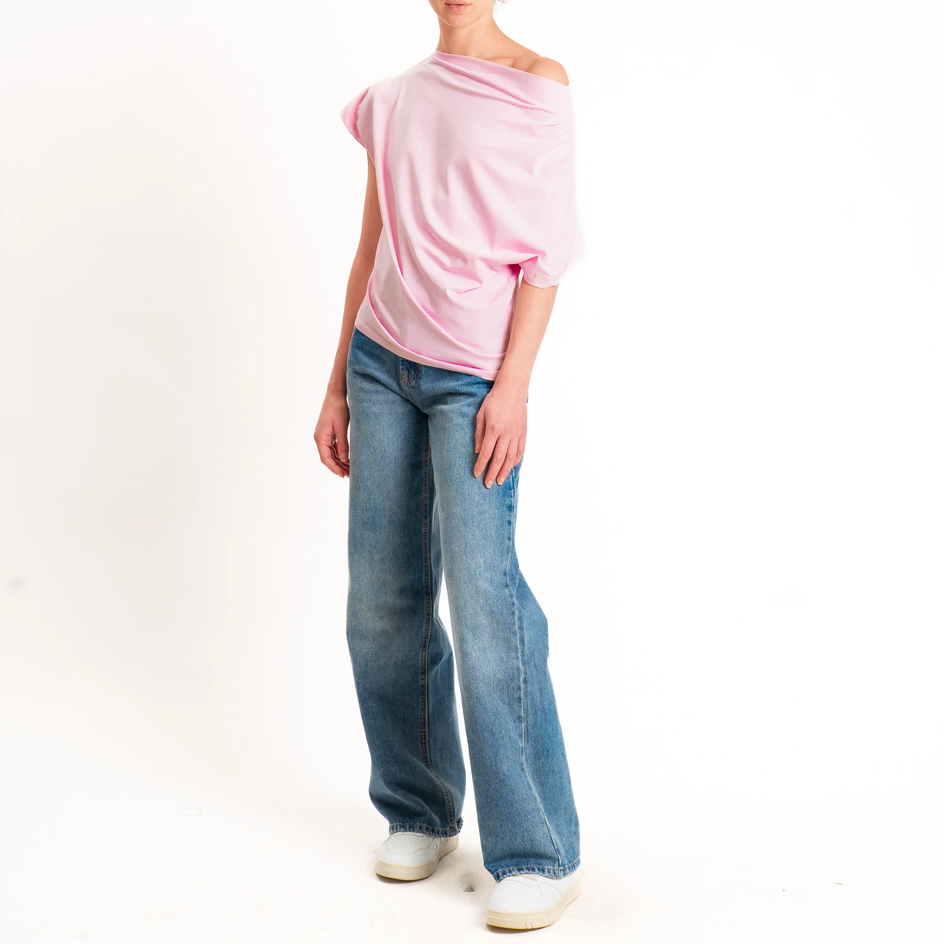 Zeroassoluto-T-shirt asimmetrica jersey elasticizzato - pink - Image 2