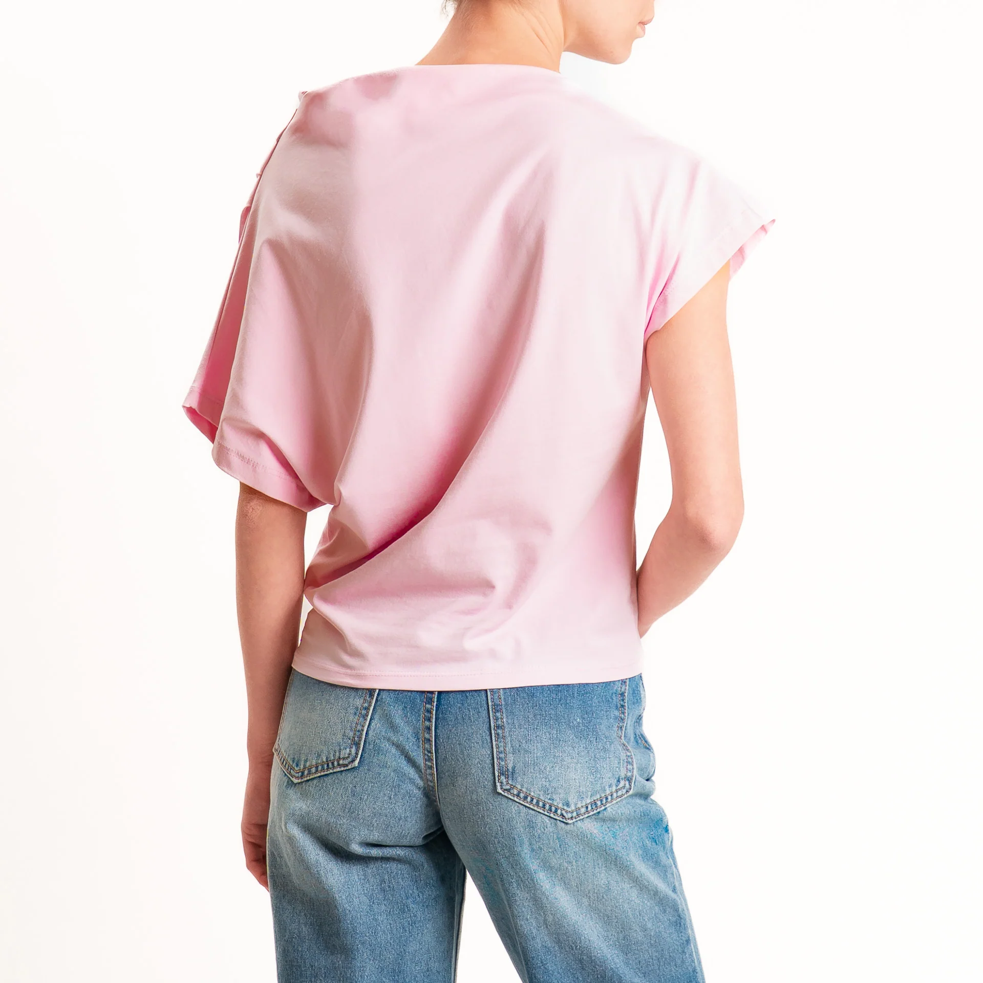 Zeroassoluto-T-shirt asimmetrica jersey elasticizzato - pink - Image 5