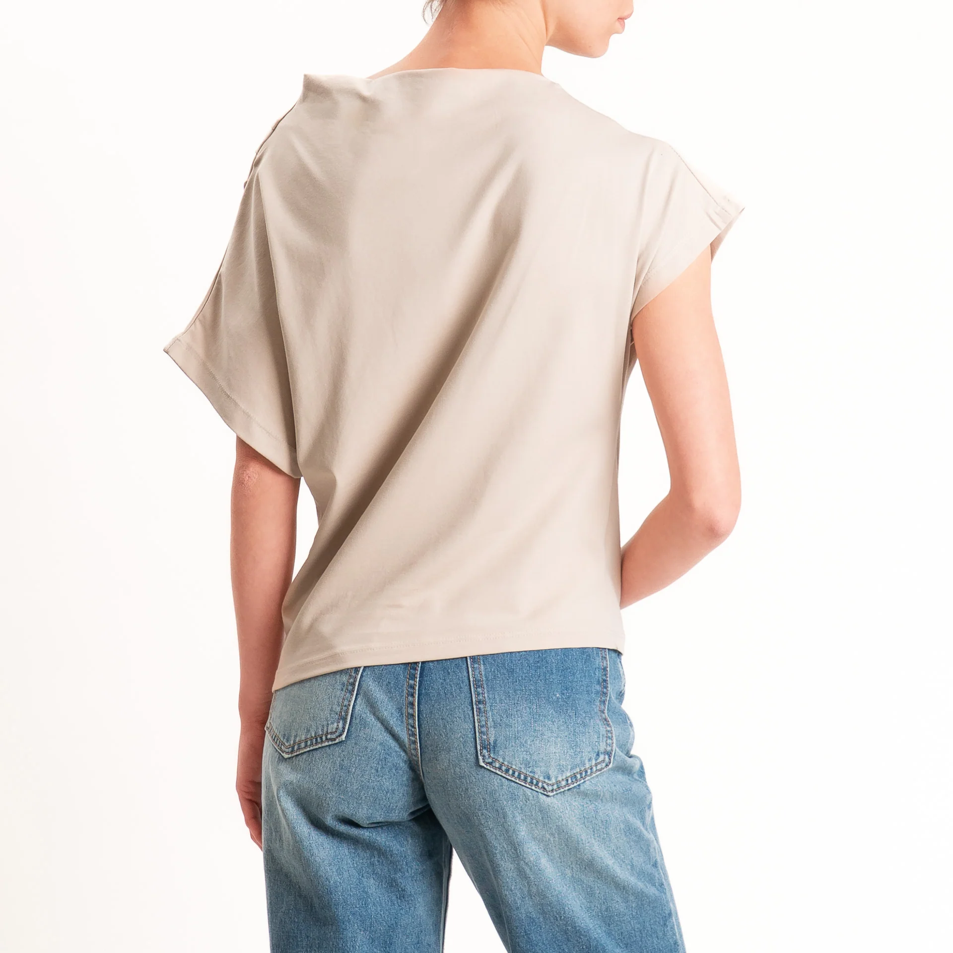 Zeroassoluto-T-shirt asimmetrica jersey elasticizzato - sahara - Image 5