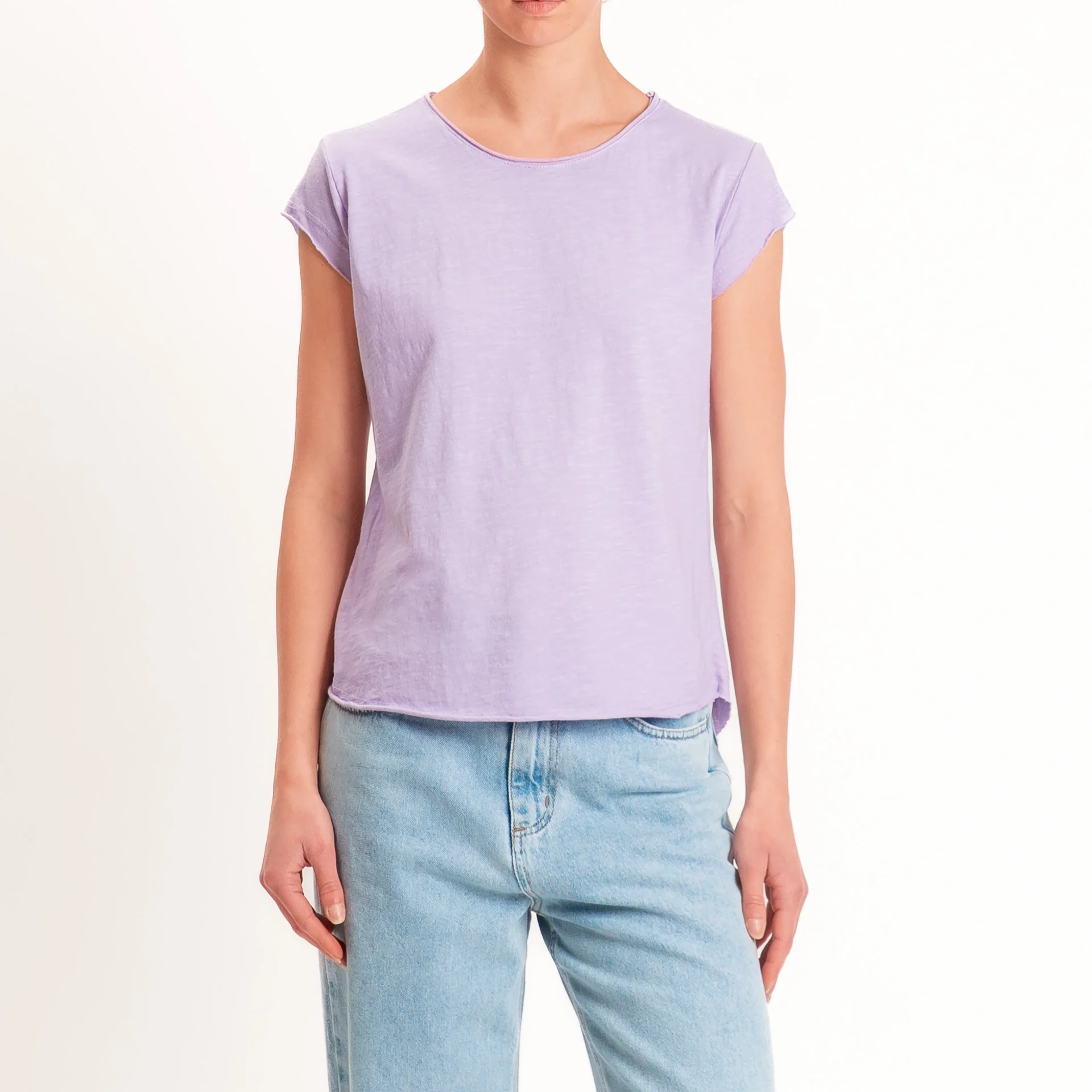Zeroassoluto-T-shirt mezza manica taglio vivo - glicine
