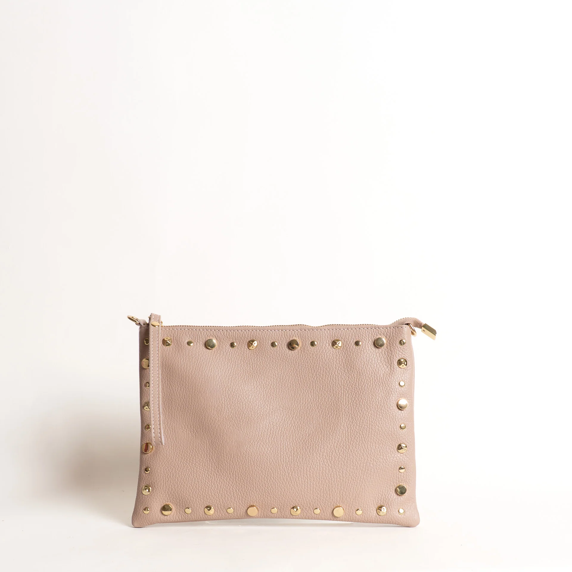 W by Whitemood- Pochette grande con borchie - cipria