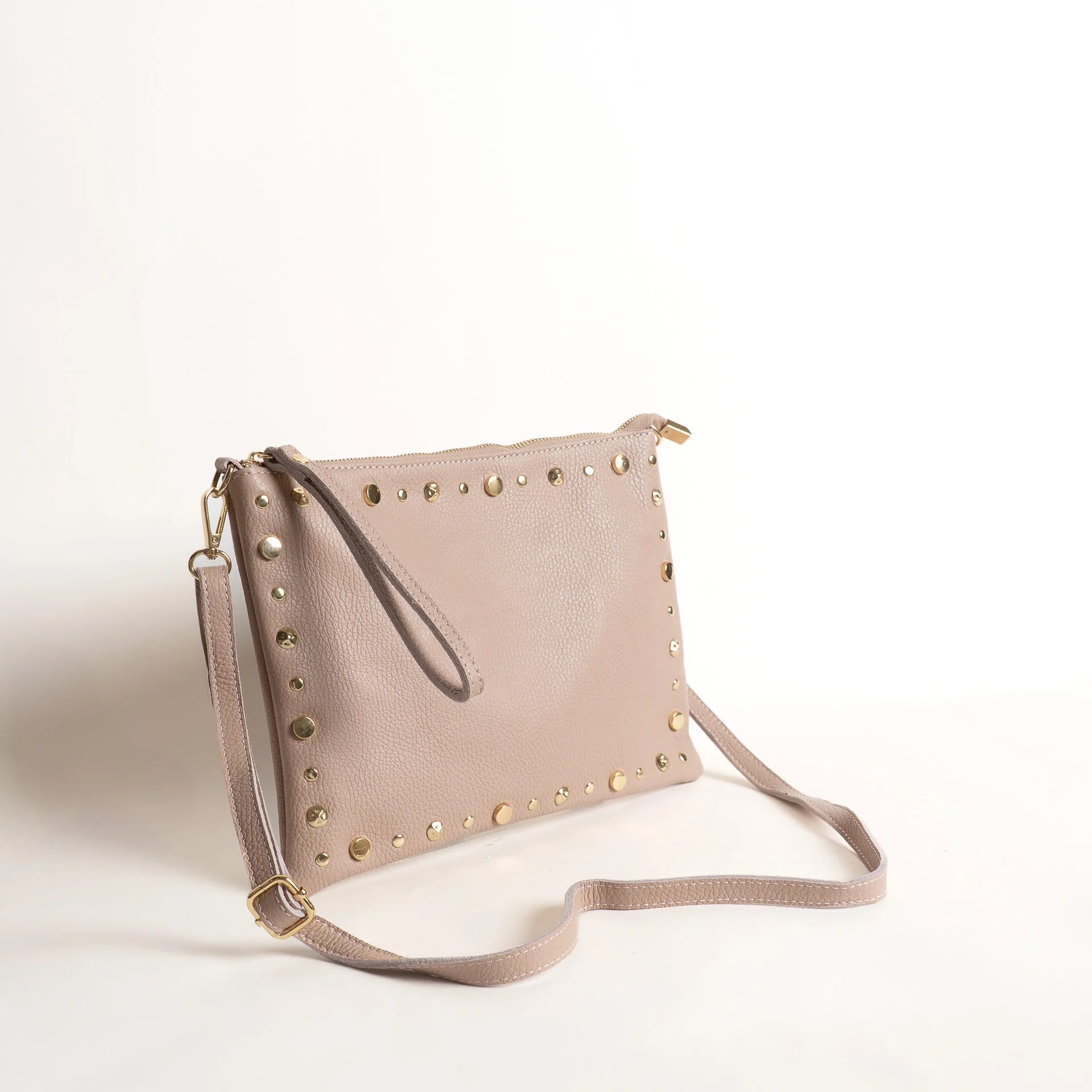 W by Whitemood- Pochette grande con borchie - cipria - Image 2