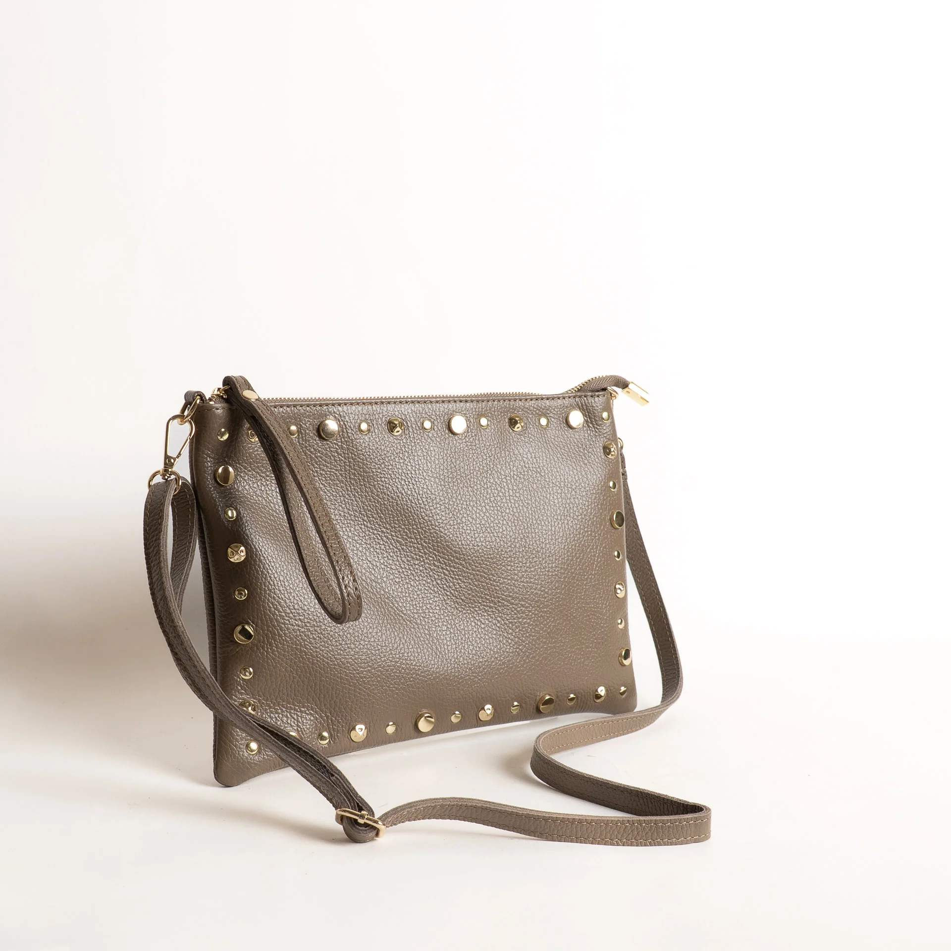 W by Whitemood- Pochette grande con borchie - taupe - Image 2