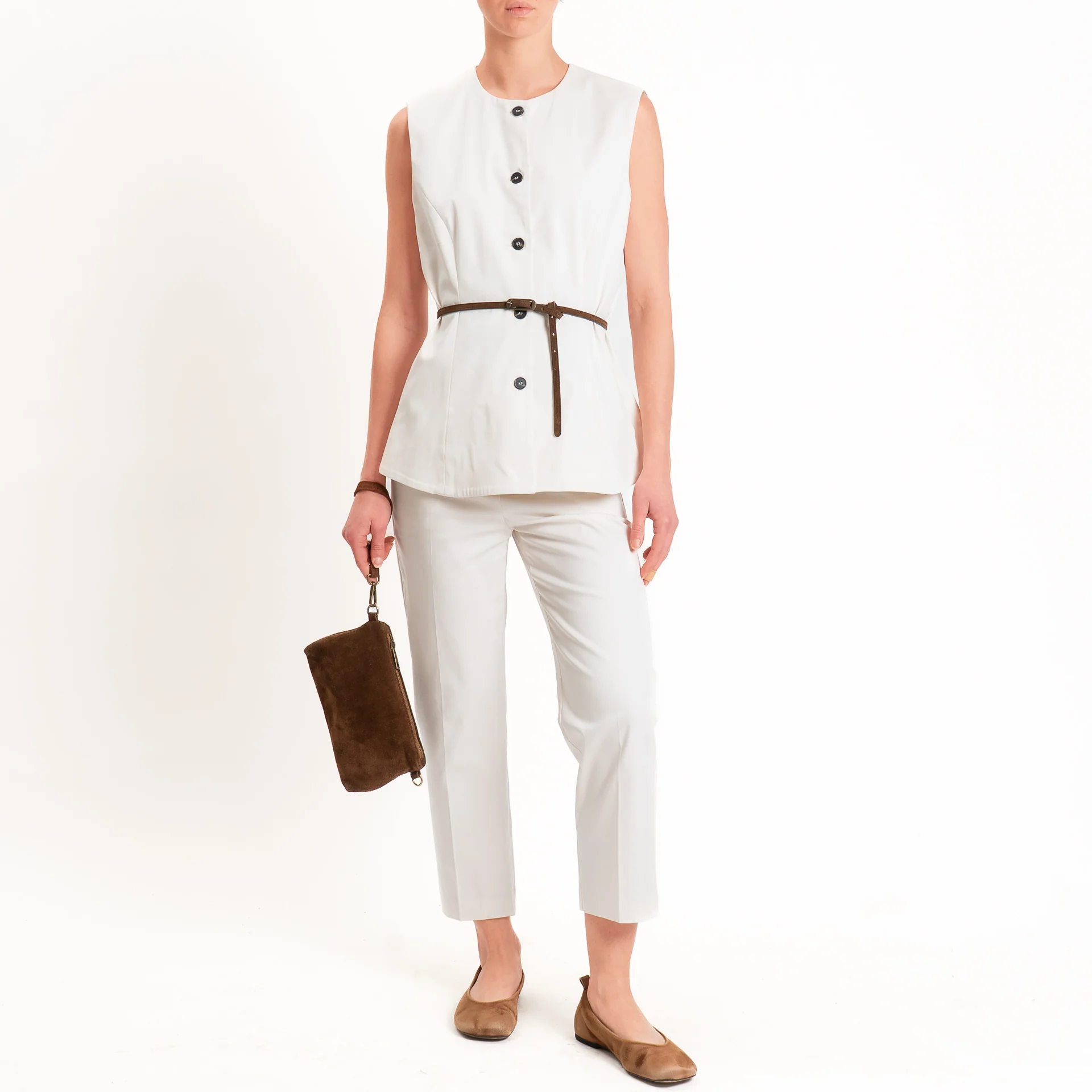 Tensione in-Pantalone straight fit in cotone - vaniglia