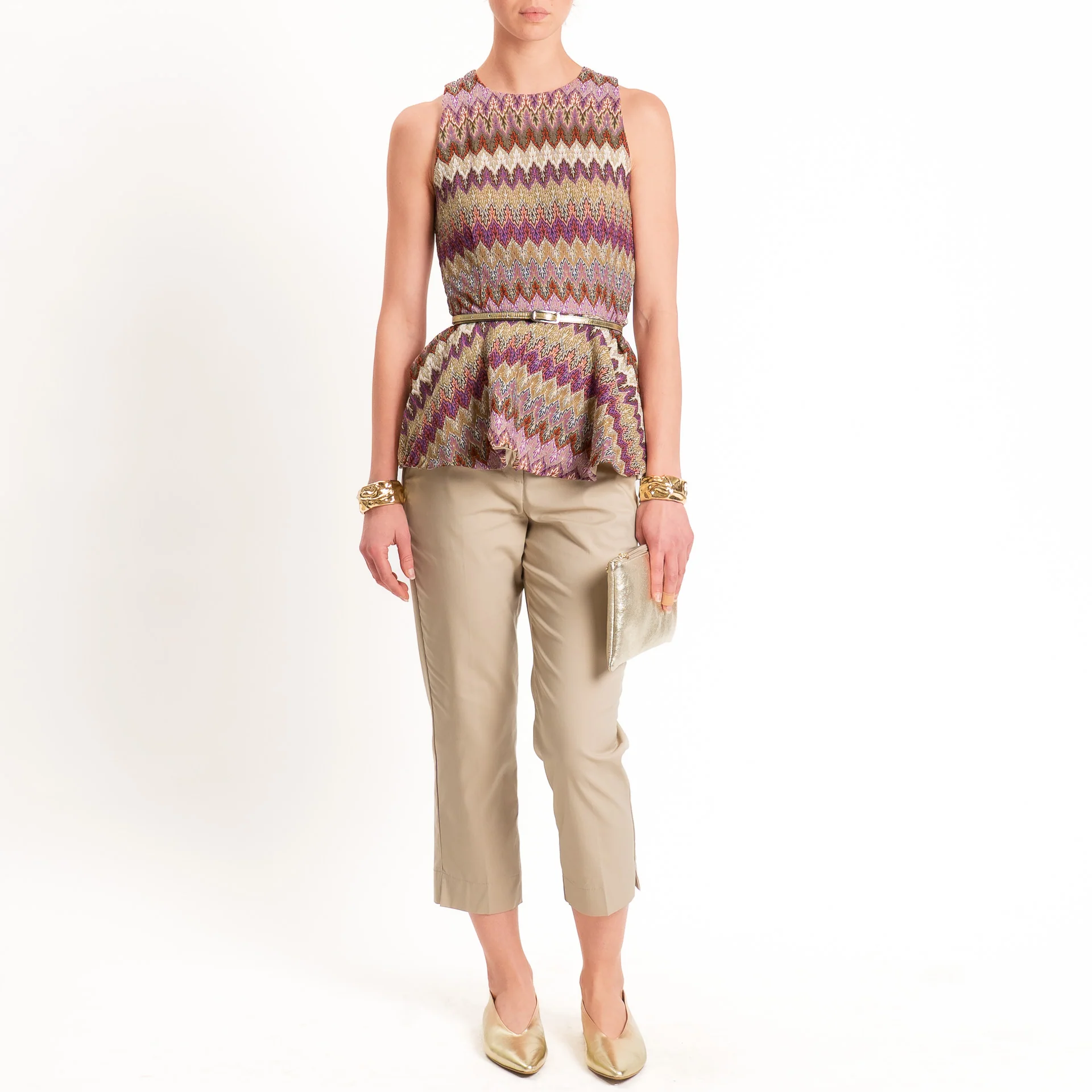 Tensione in-Top jacquard con balza - viola/sand/lilla