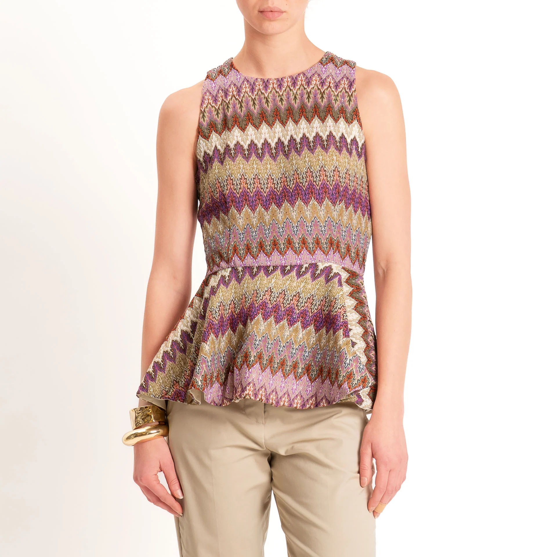 Tensione in-Top jacquard con balza - viola/sand/lilla - Image 2