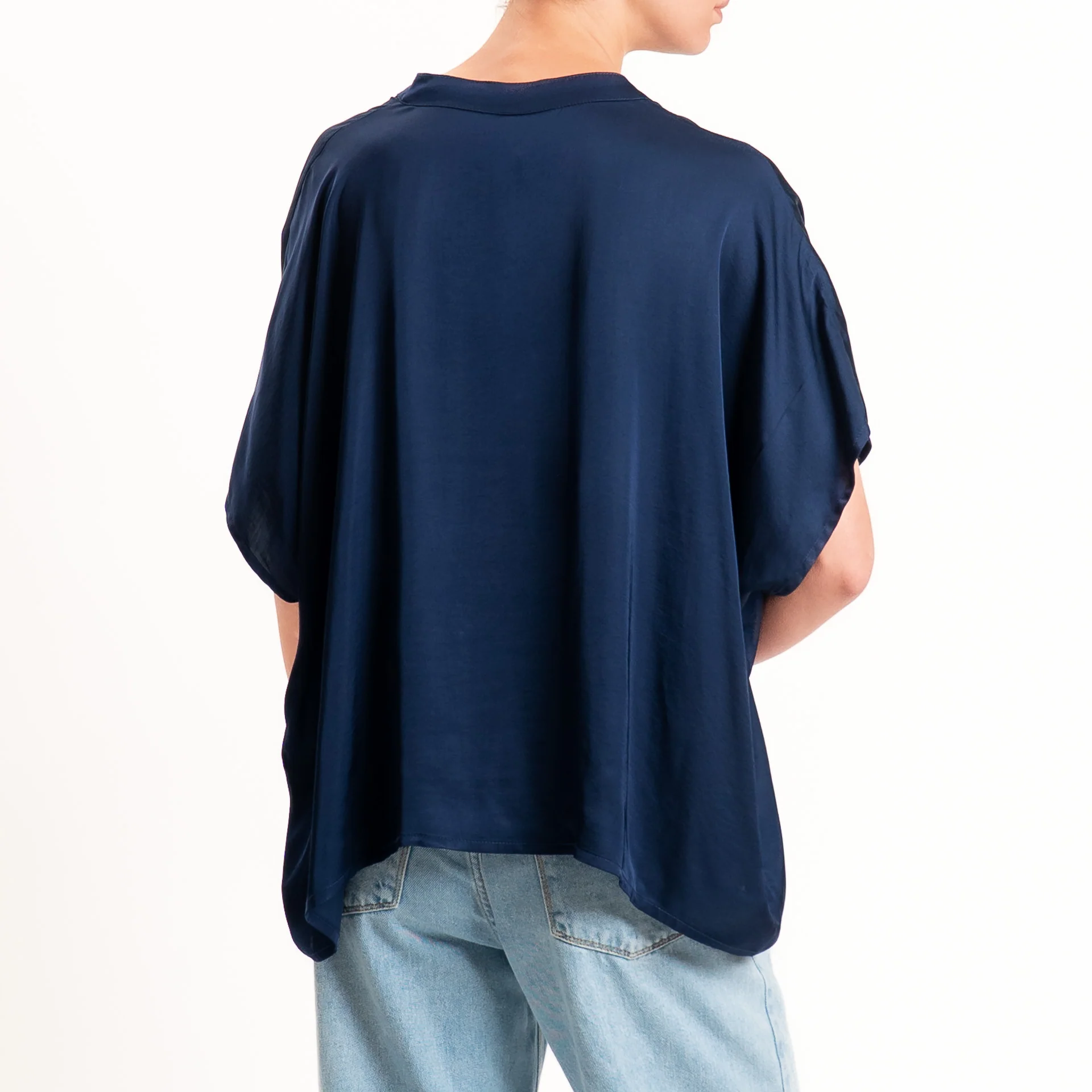 Tensione in-Camicia satin manica scesa - blu - Image 3