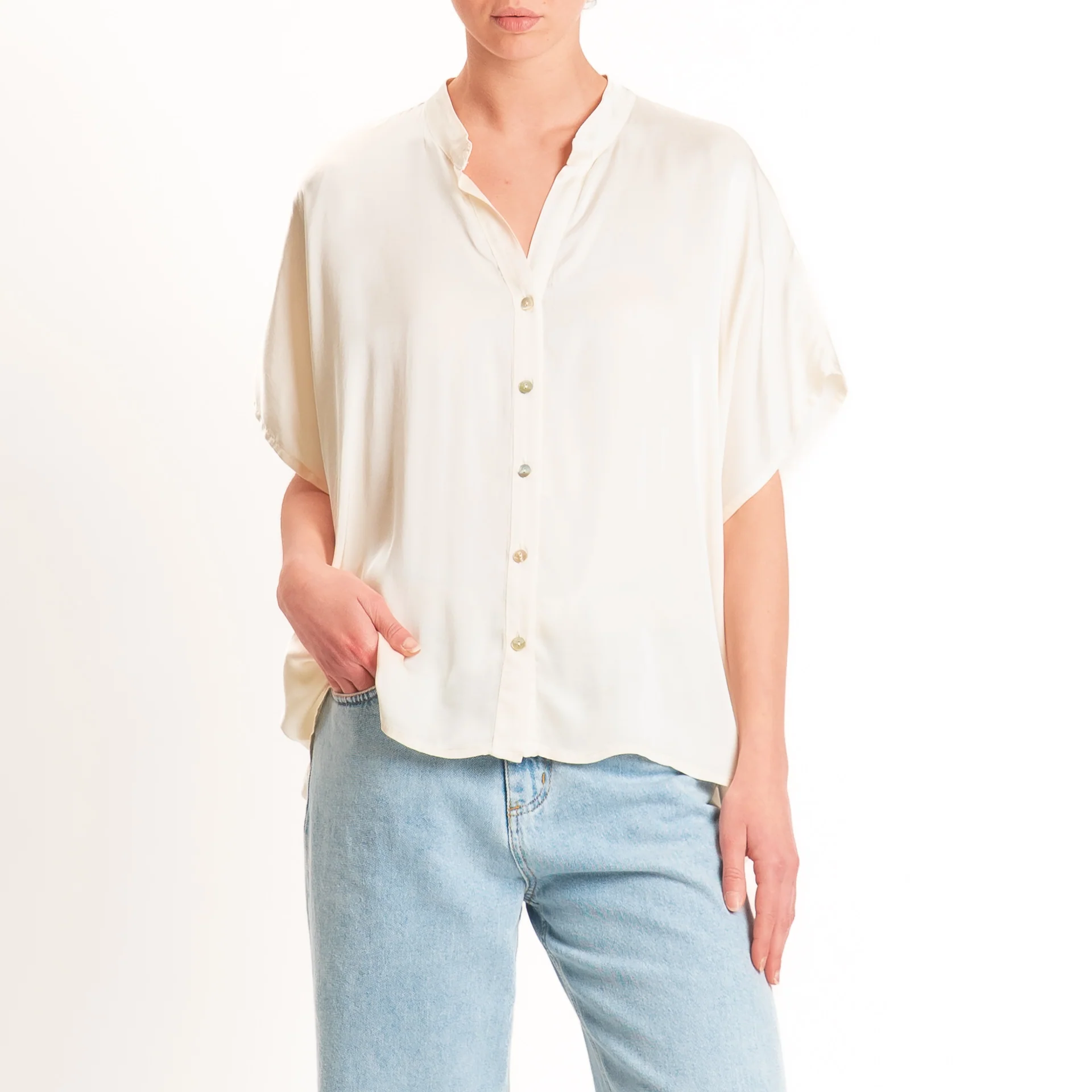 Tensione in-Camicia satin manica scesa - burro