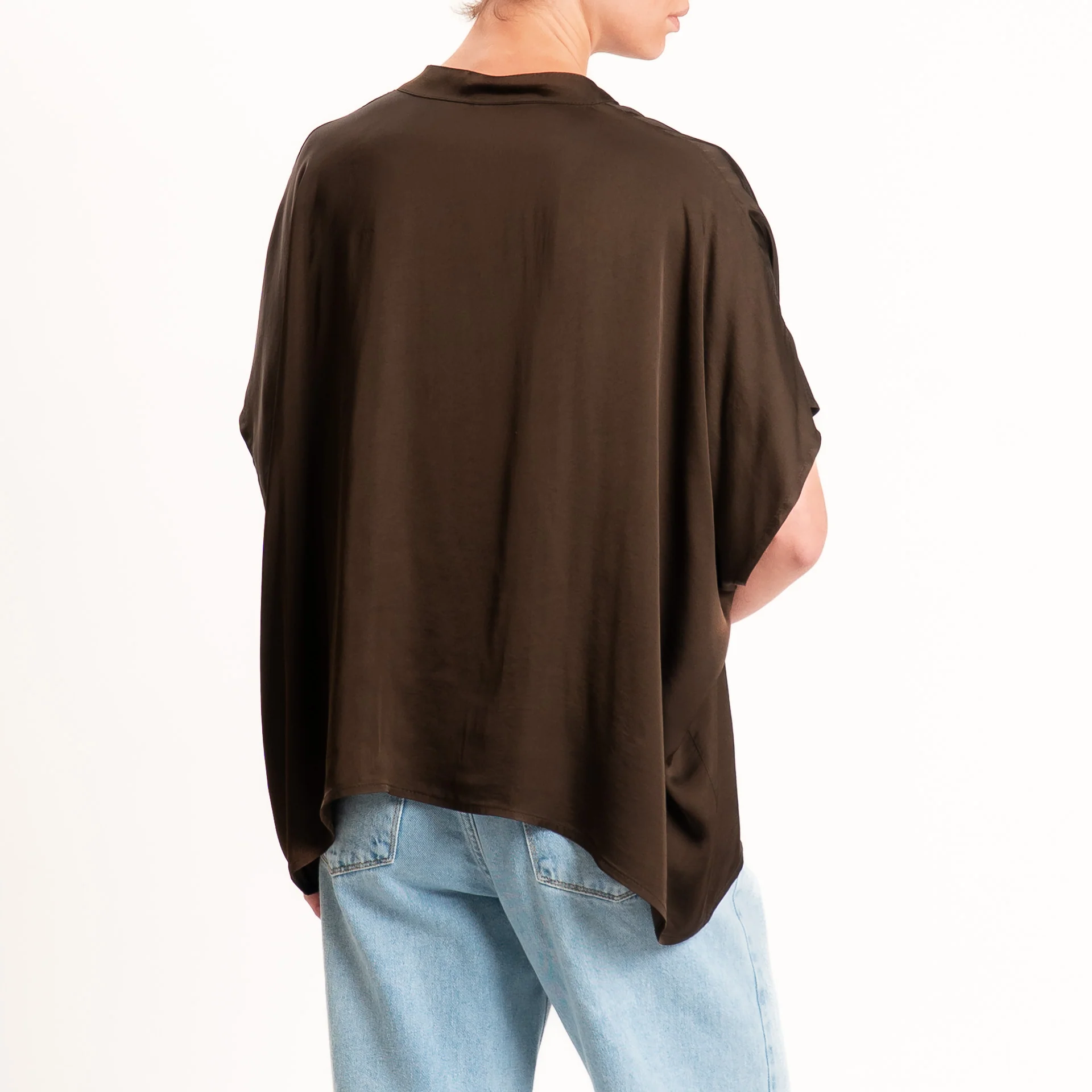 Tensione in-Camicia satin manica scesa - caffe' - Image 3