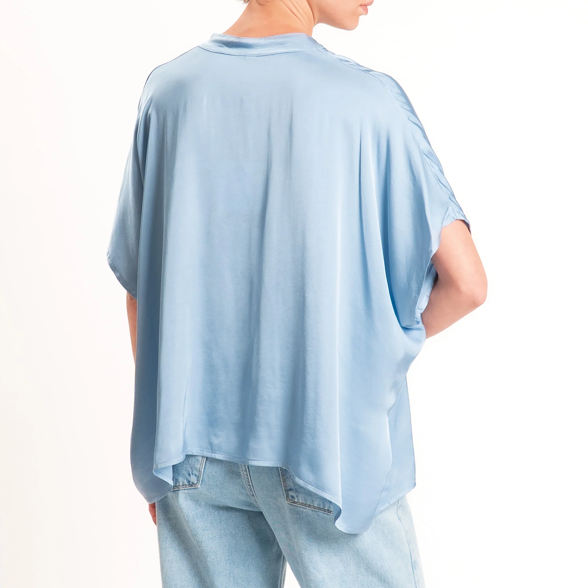 Tensione in-Camicia satin manica scesa - cielo - Image 3