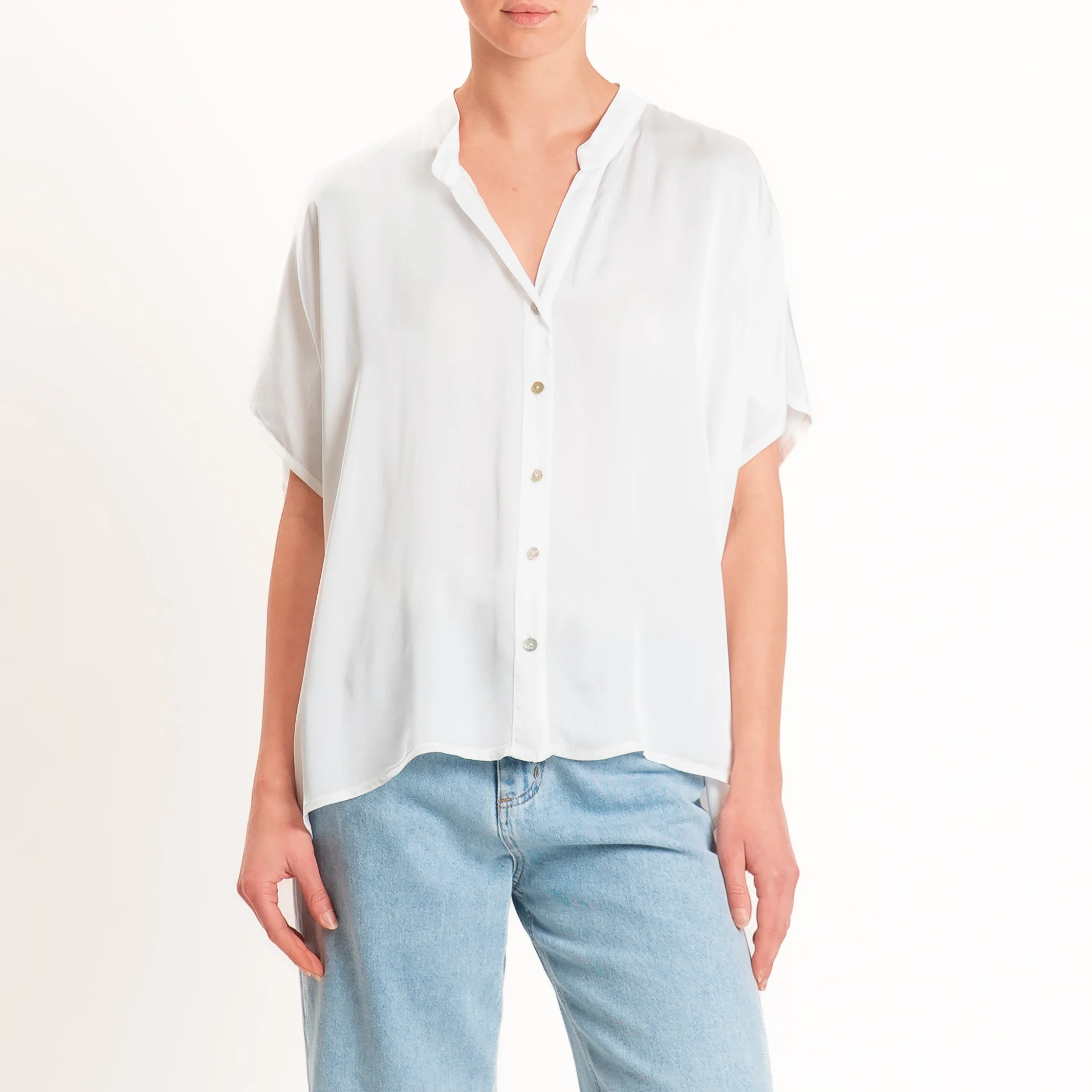 Tensione in-Camicia satin manica scesa - latte