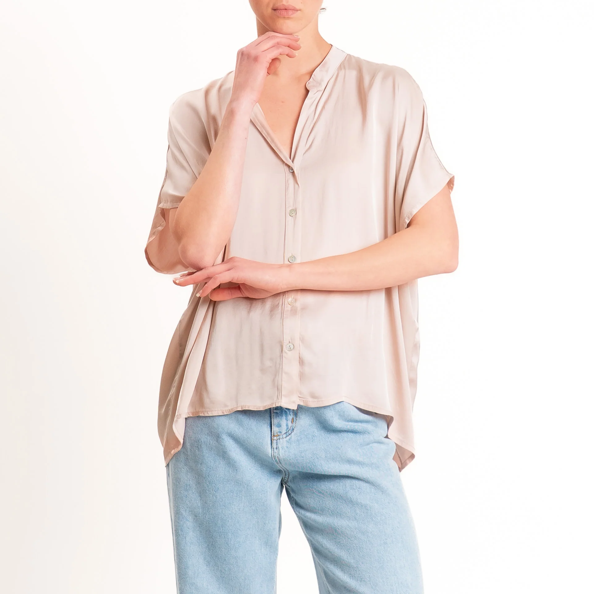 Tensione in-Camicia satin manica scesa - rose