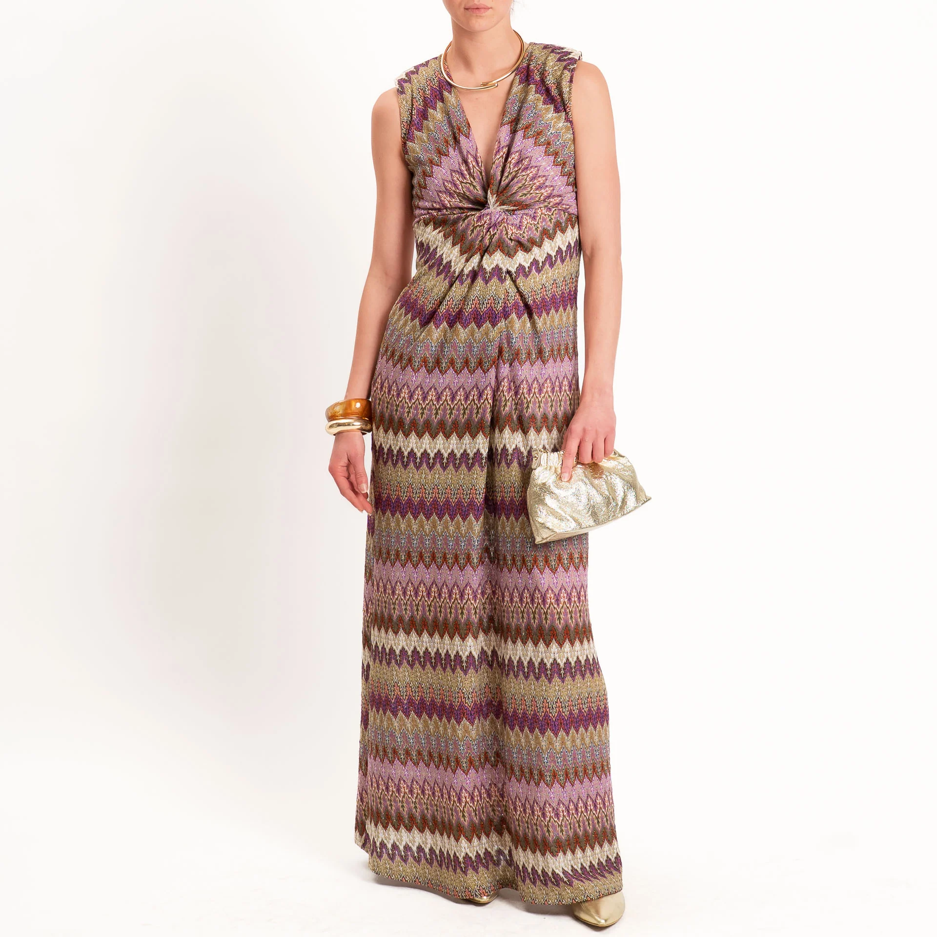 Tensione in-Abito smanicato fantasia jacquard - viola/sand/lilla