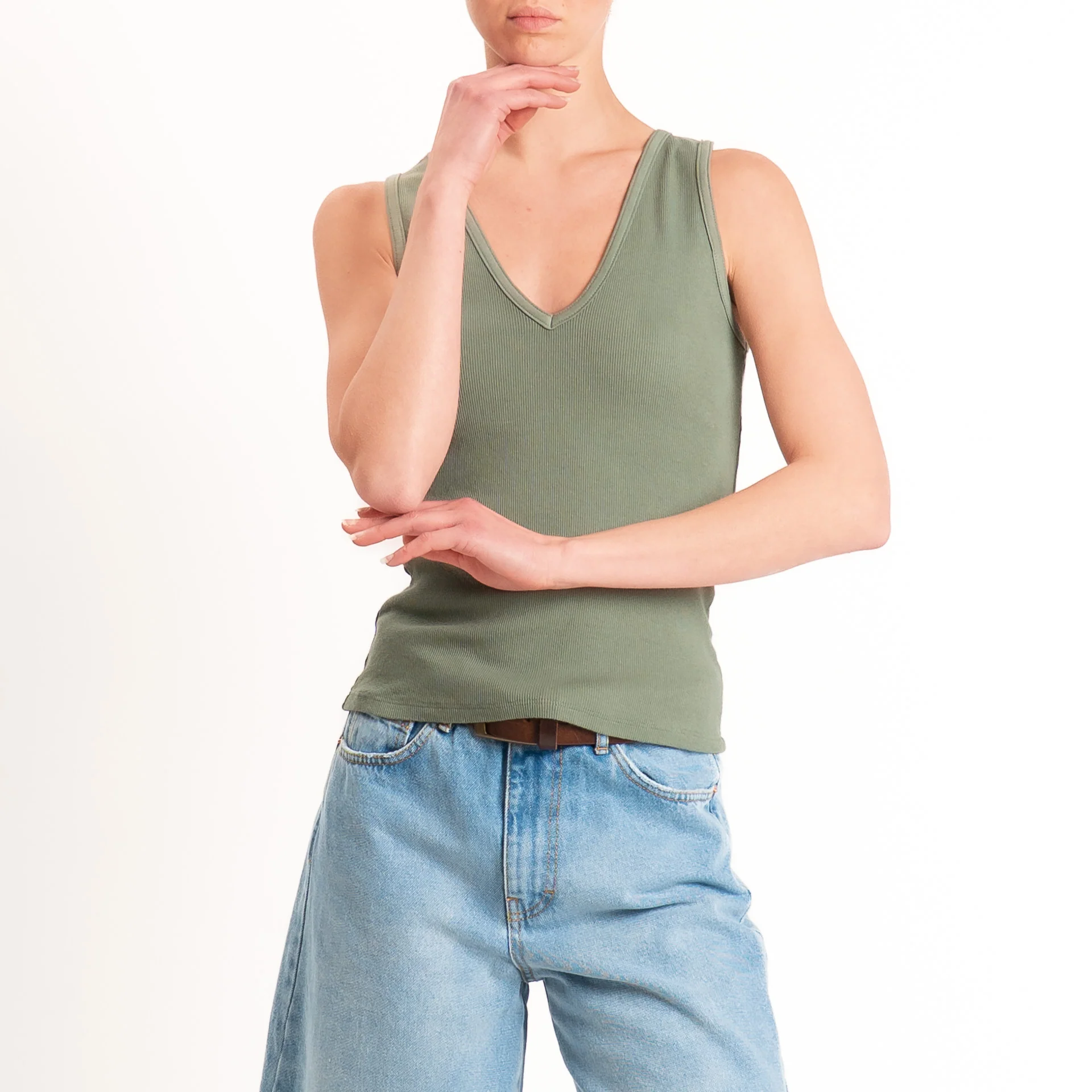 Tensione in-Top doppio scollo v - militare - Image 2