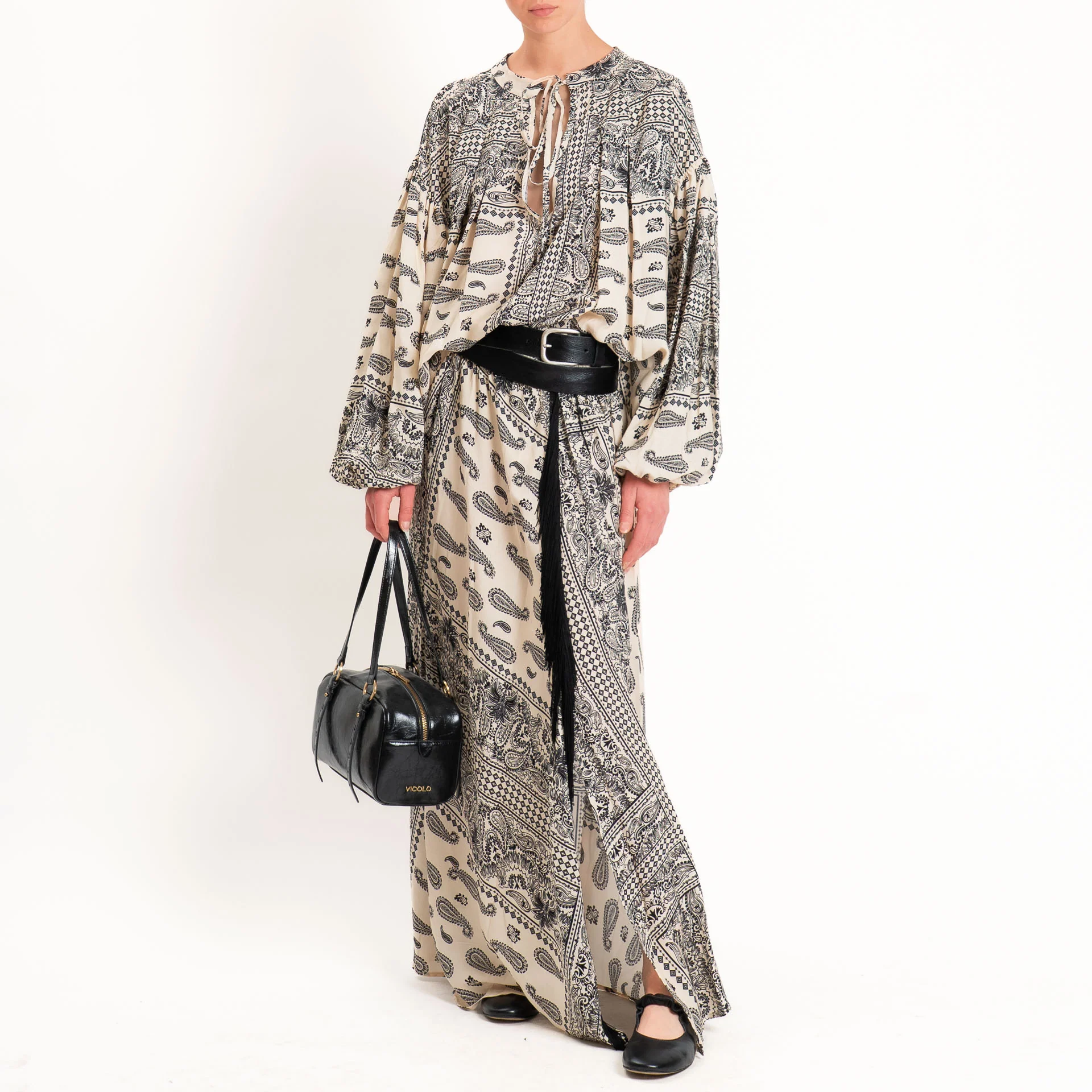 Vicolo-Blusa fantasia manica ampia - nero/panna - Image 3