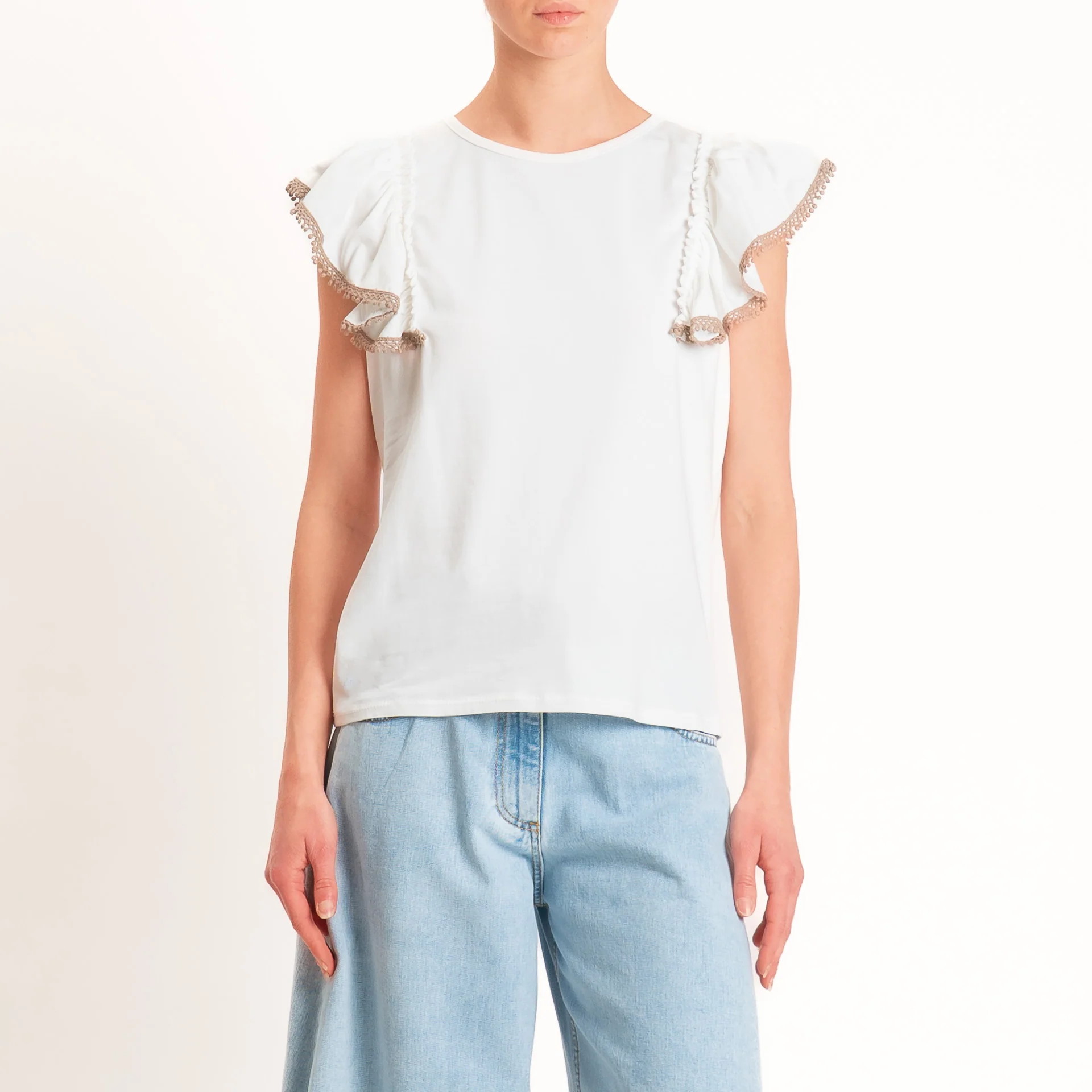 Haveone-T-shirt con volant - panna/moro - Image 2