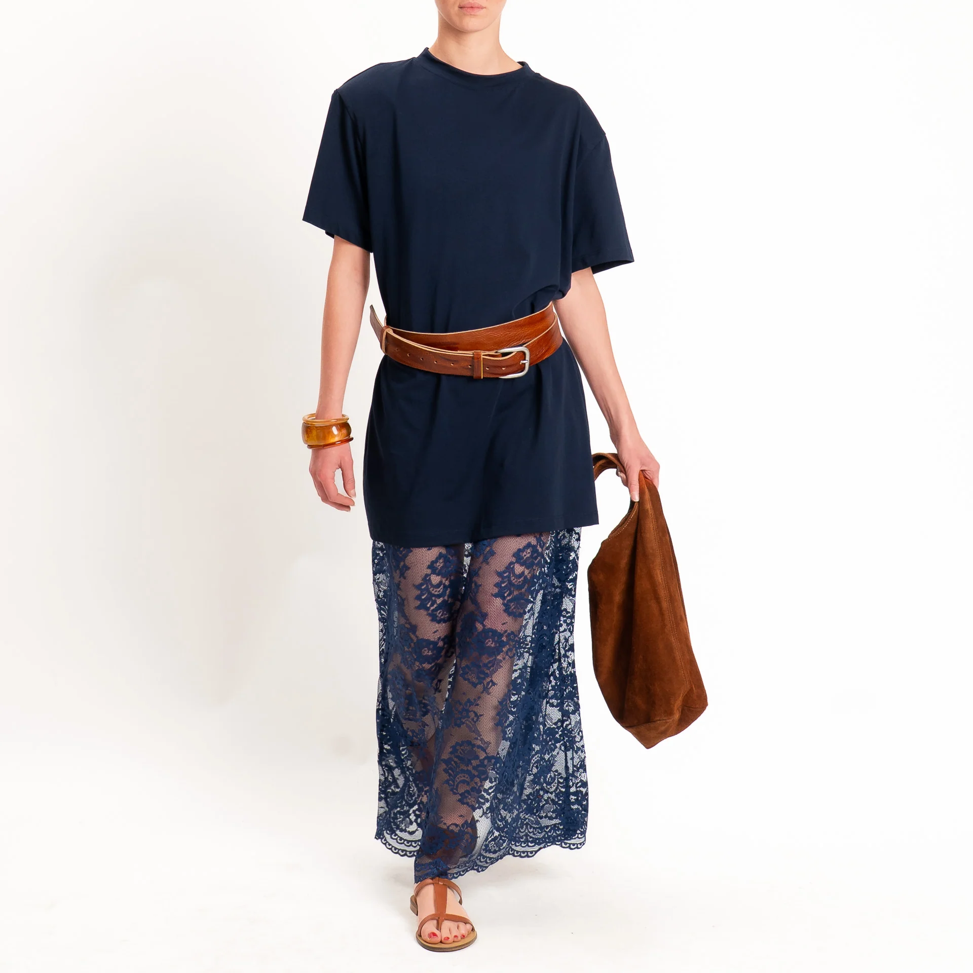 Haveone-Abito in pizzo +T-shirt - blu