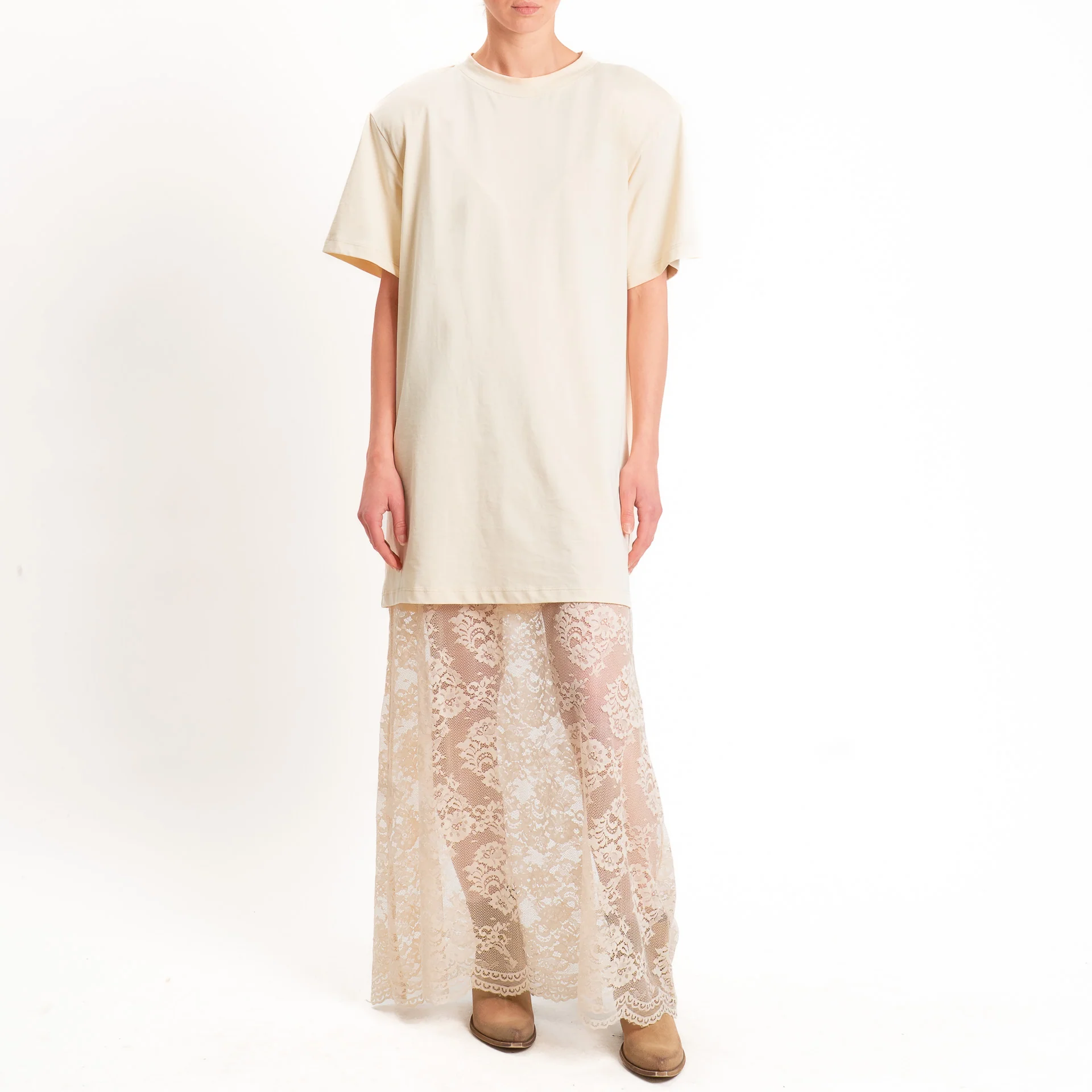 Haveone-Abito in pizzo +T-shirt - nocciola - Image 2