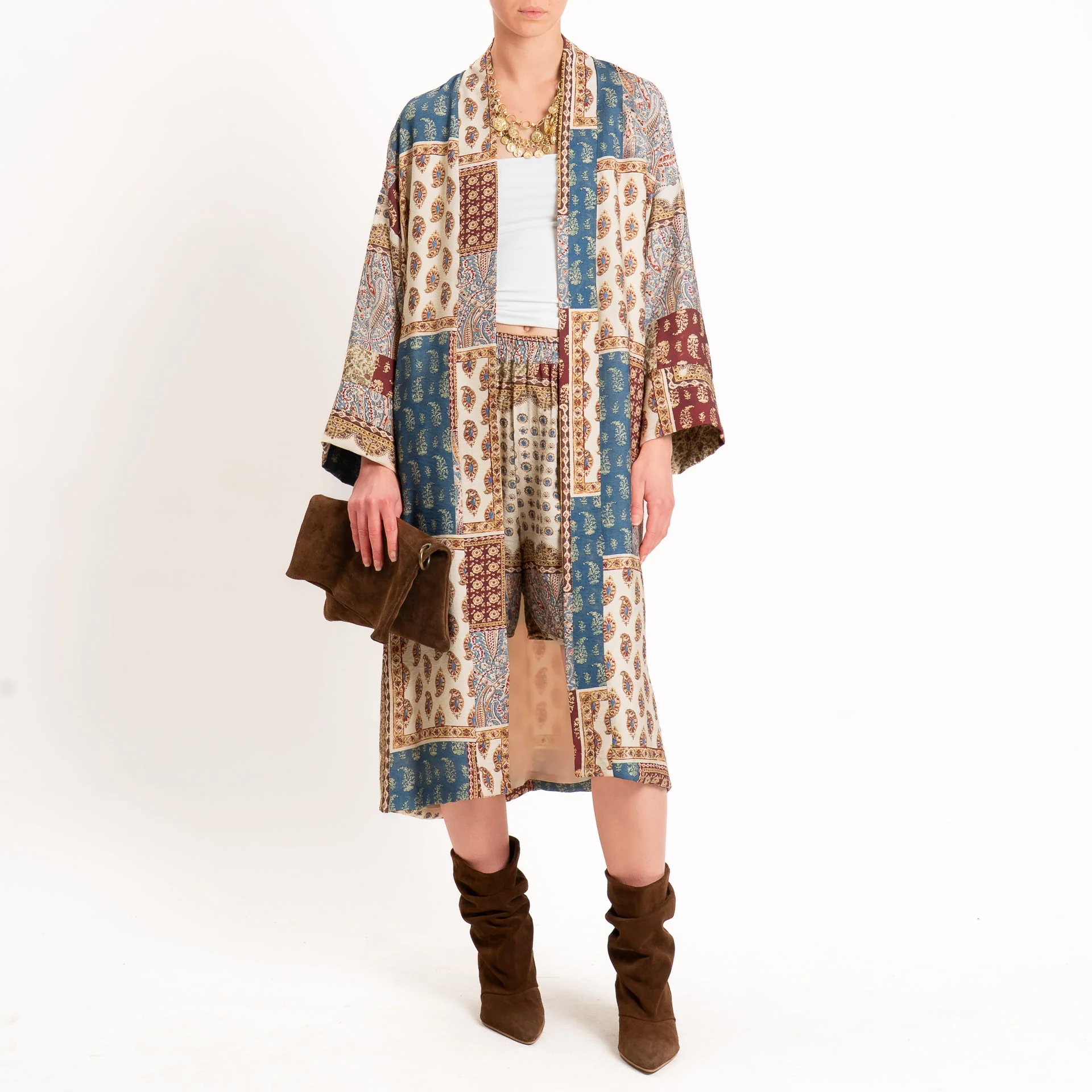 Dixie-Kimono lungo fantasia cashmere - sand/india/avio - Image 2