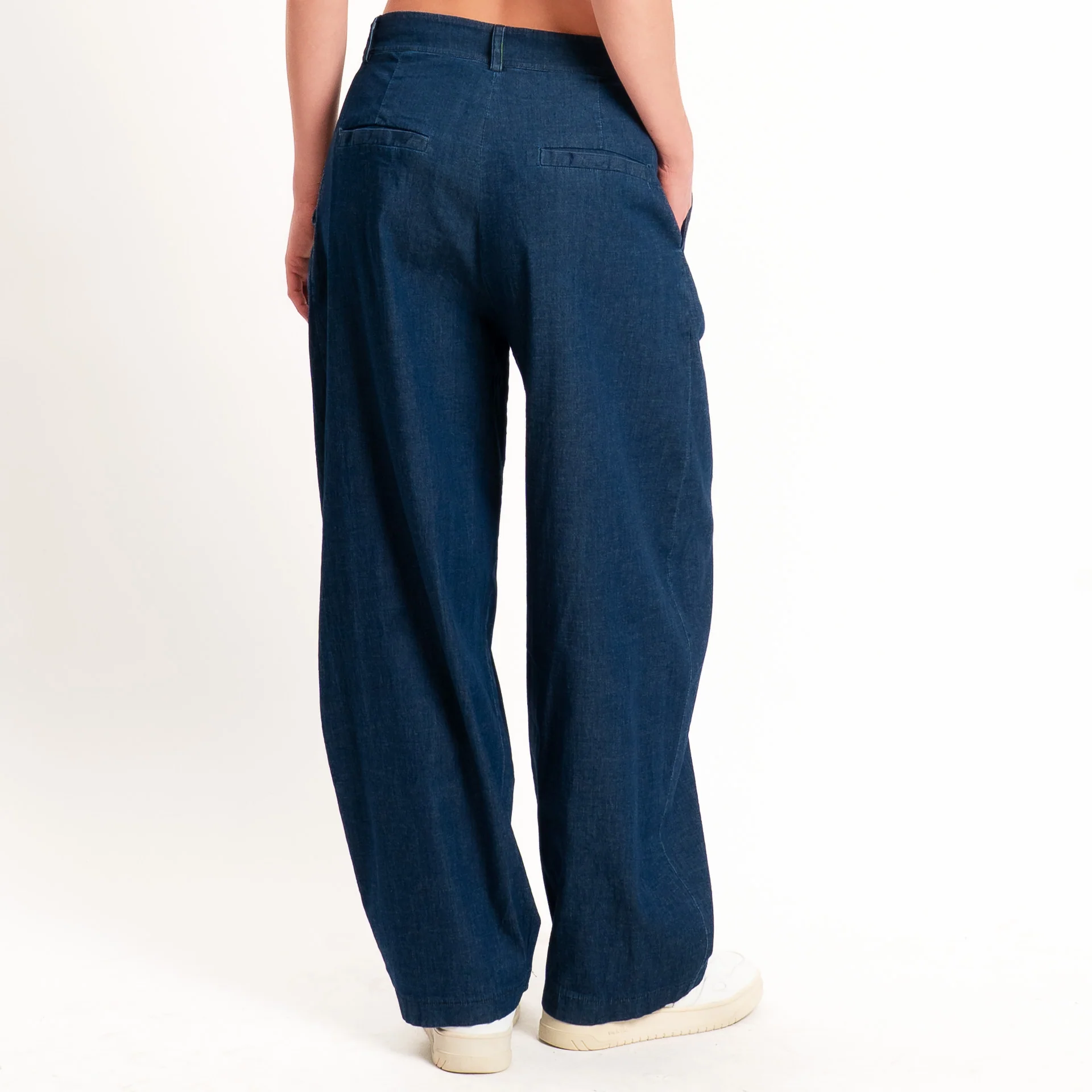 Zeroassoluto-Pantalone GENNY comfort chambray leggero elasticizzato - denim blu - Image 10