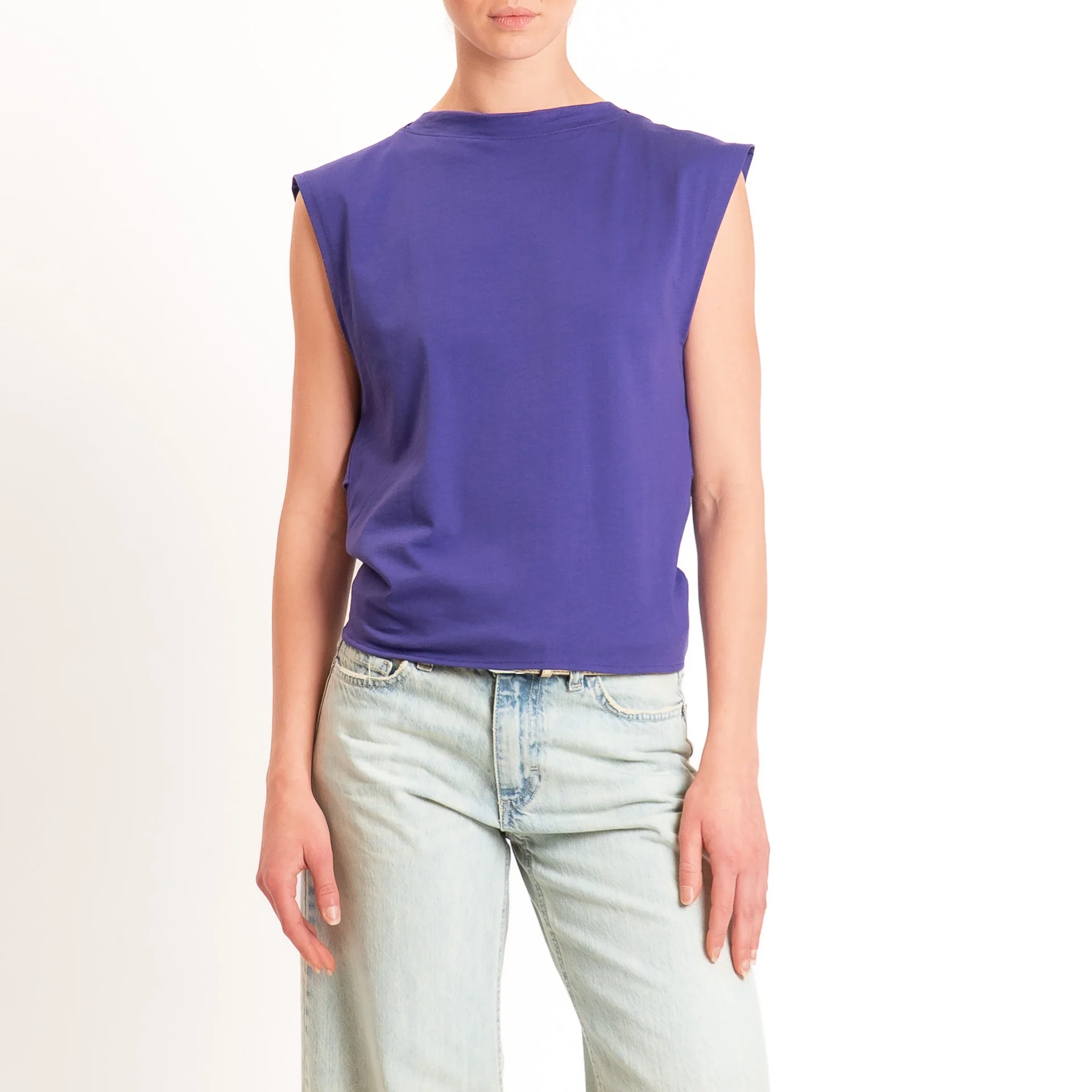 Vicolo-T-shirt scollatura dietro con fiocco - viola - Image 2