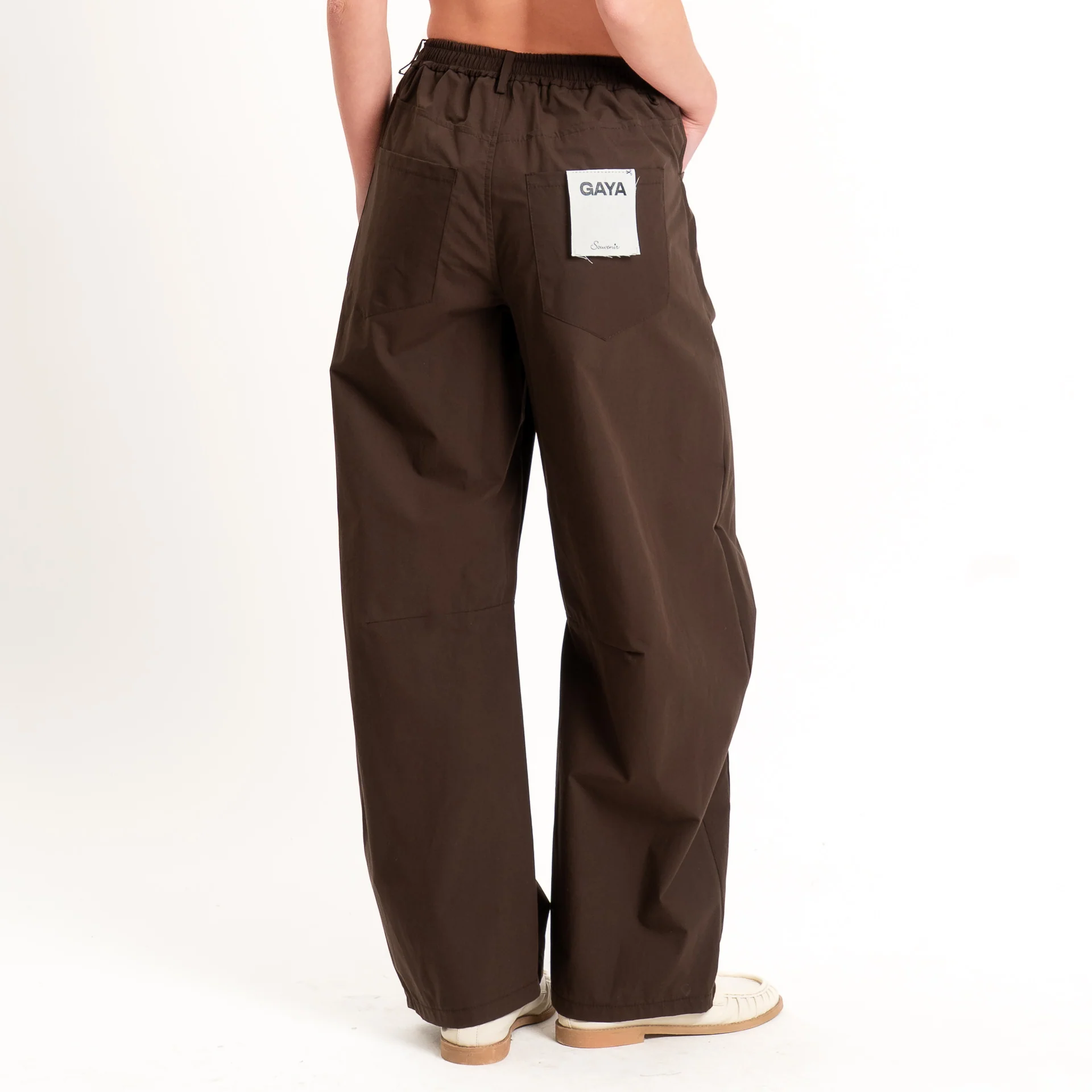Souvenir-Pantalone GAYA barrel in popeline elasticizzato - moro - Image 3