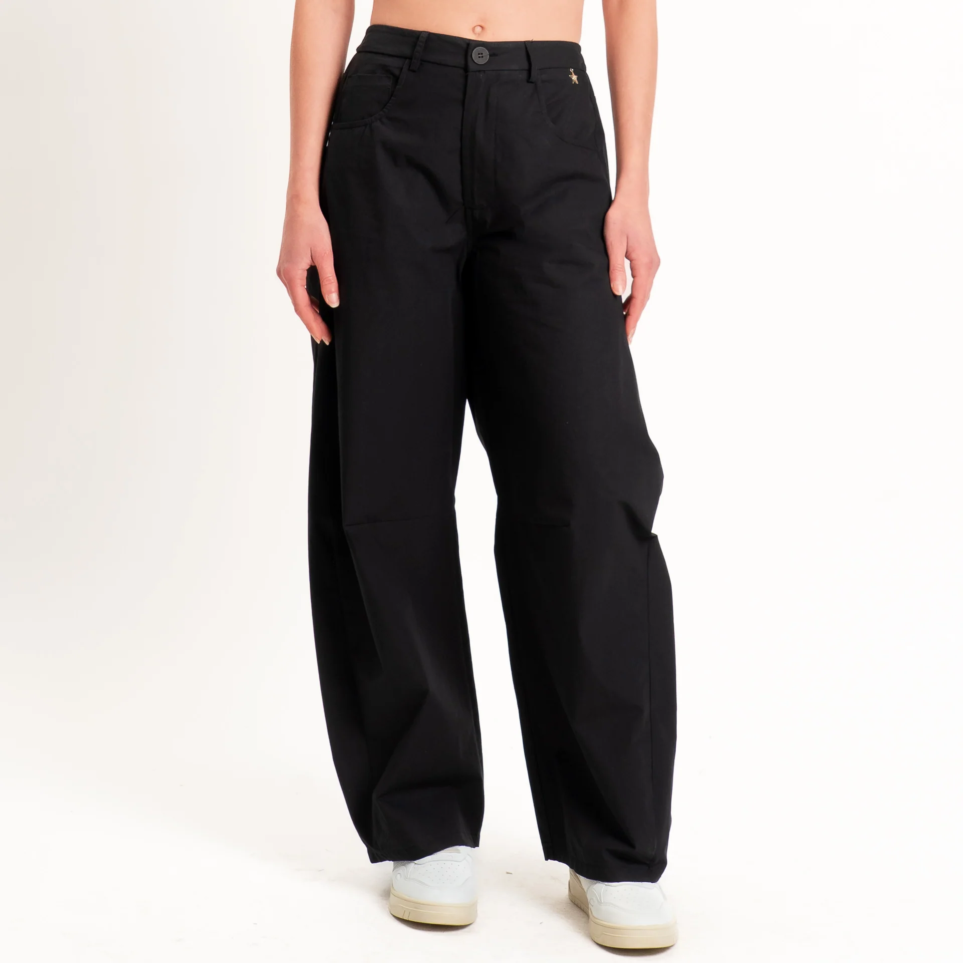 Souvenir-Pantalone GAYA barrel in popeline elasticizzato - nero - Image 2