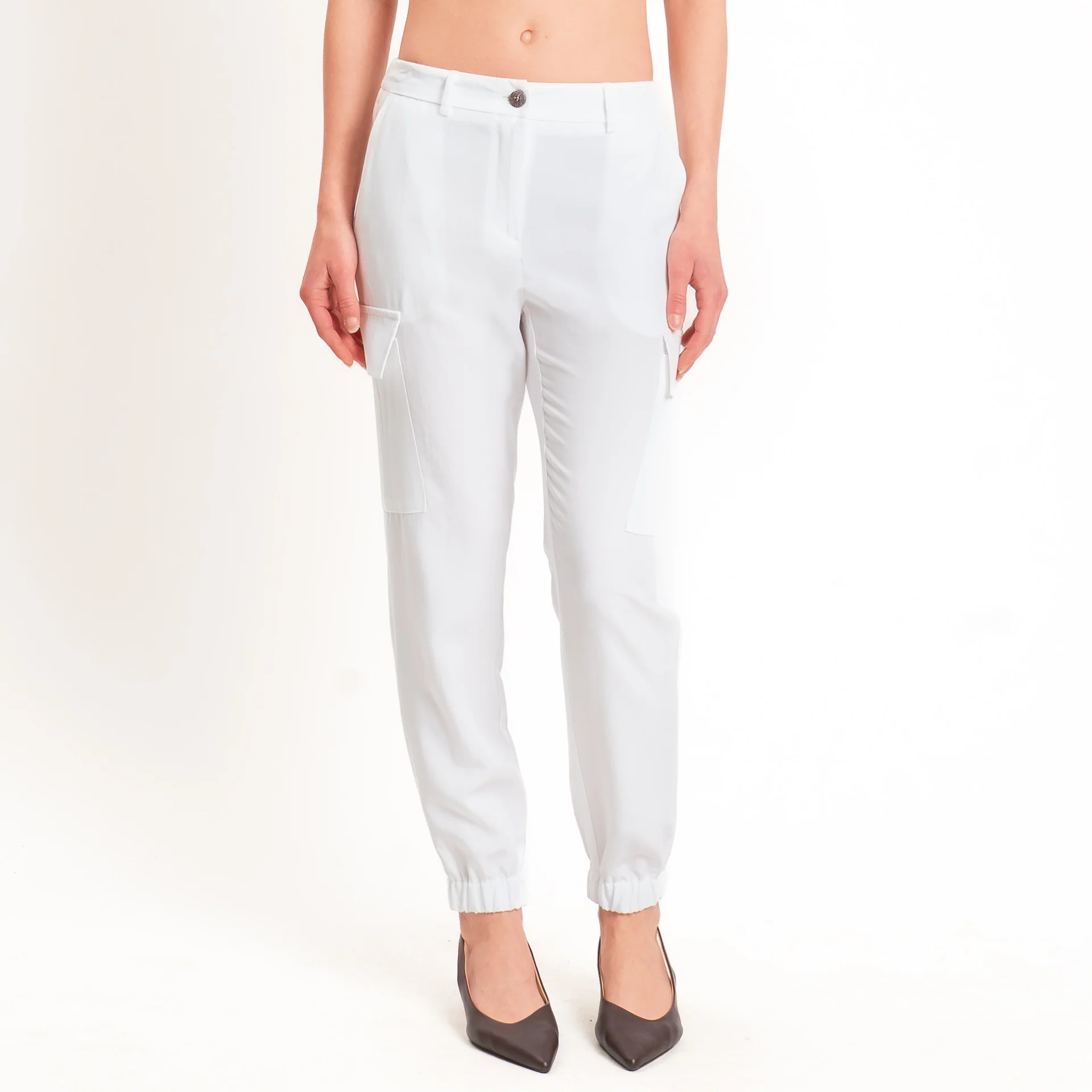 Zeroassoluto-Pantalone cargo elastico dietro tencel fibra naturale - latte - Image 2