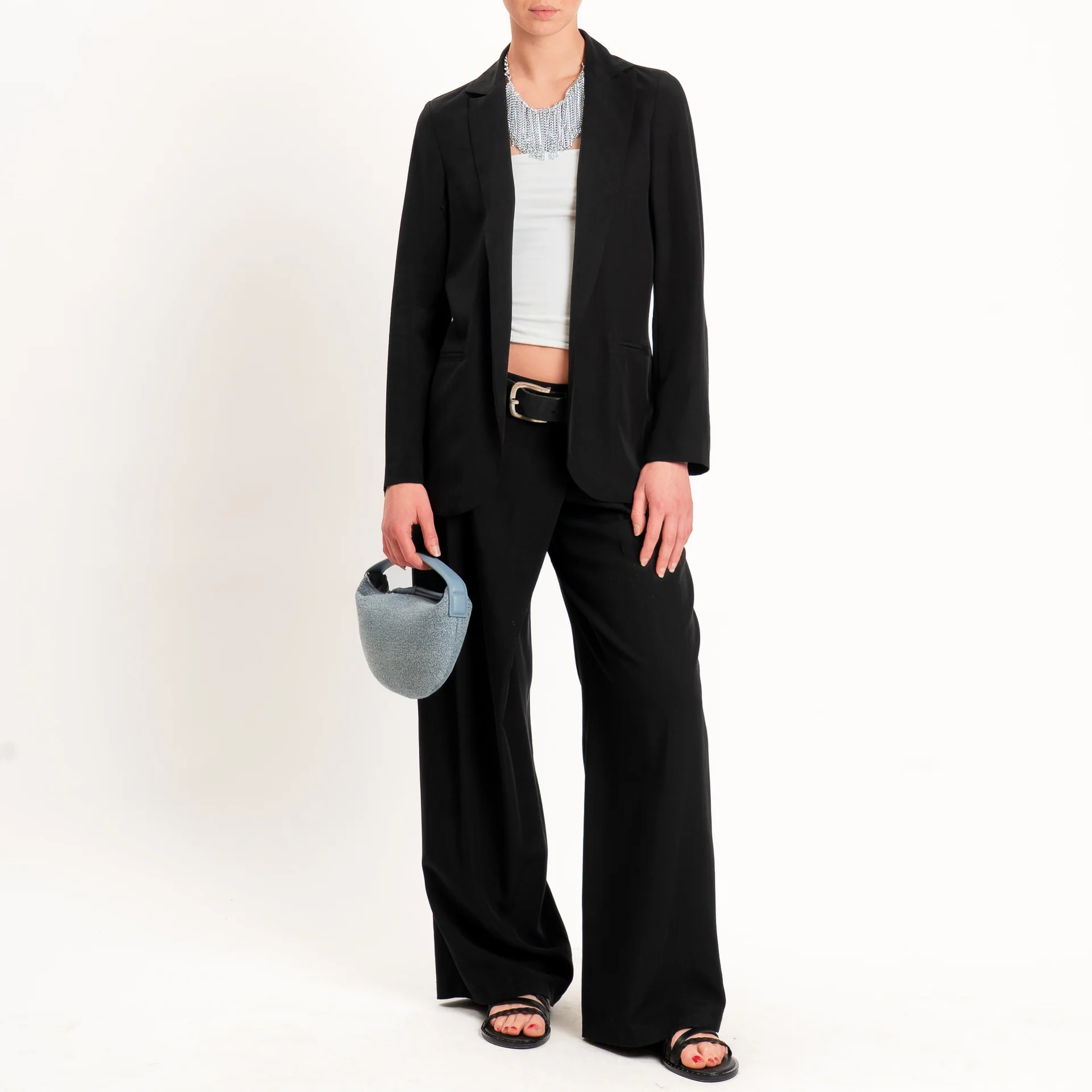 Zeroassoluto-Pantalone wide leg con pinces tencel fibra naturale - nero - Image 4