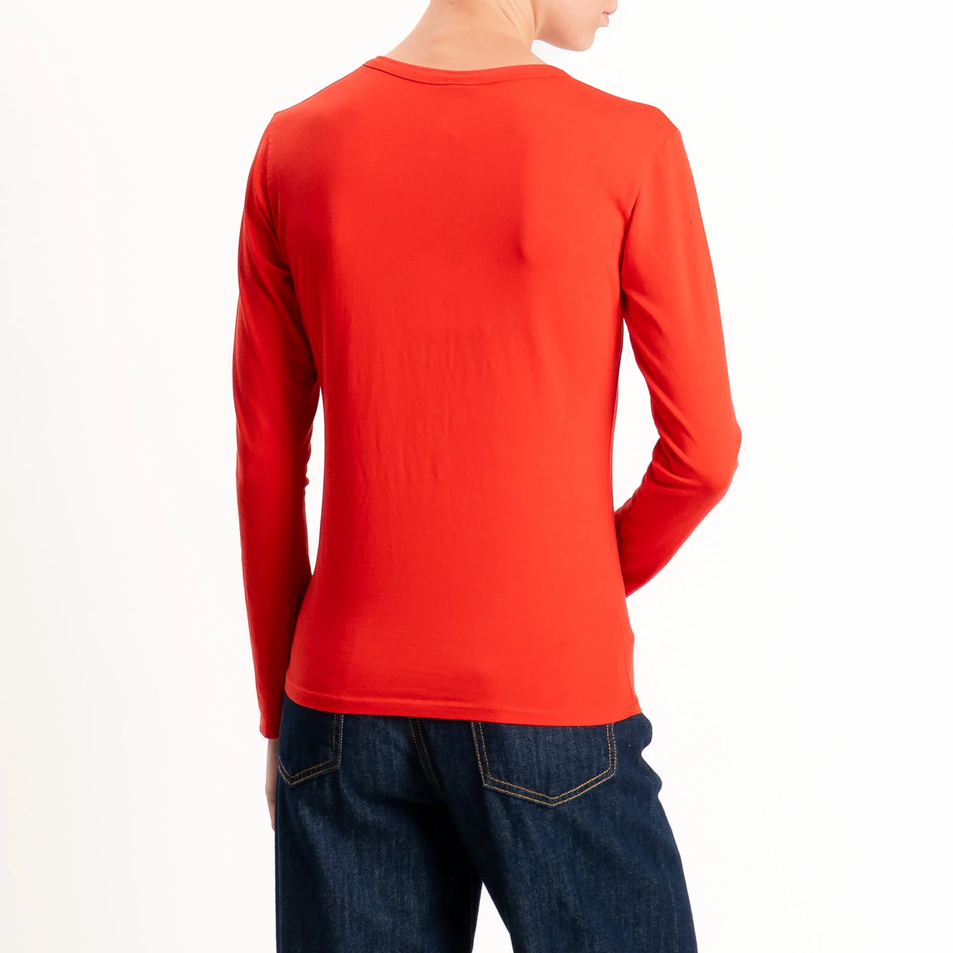Tensione in-T-shirt serafino cotone elasticizzato - rosso - Image 3