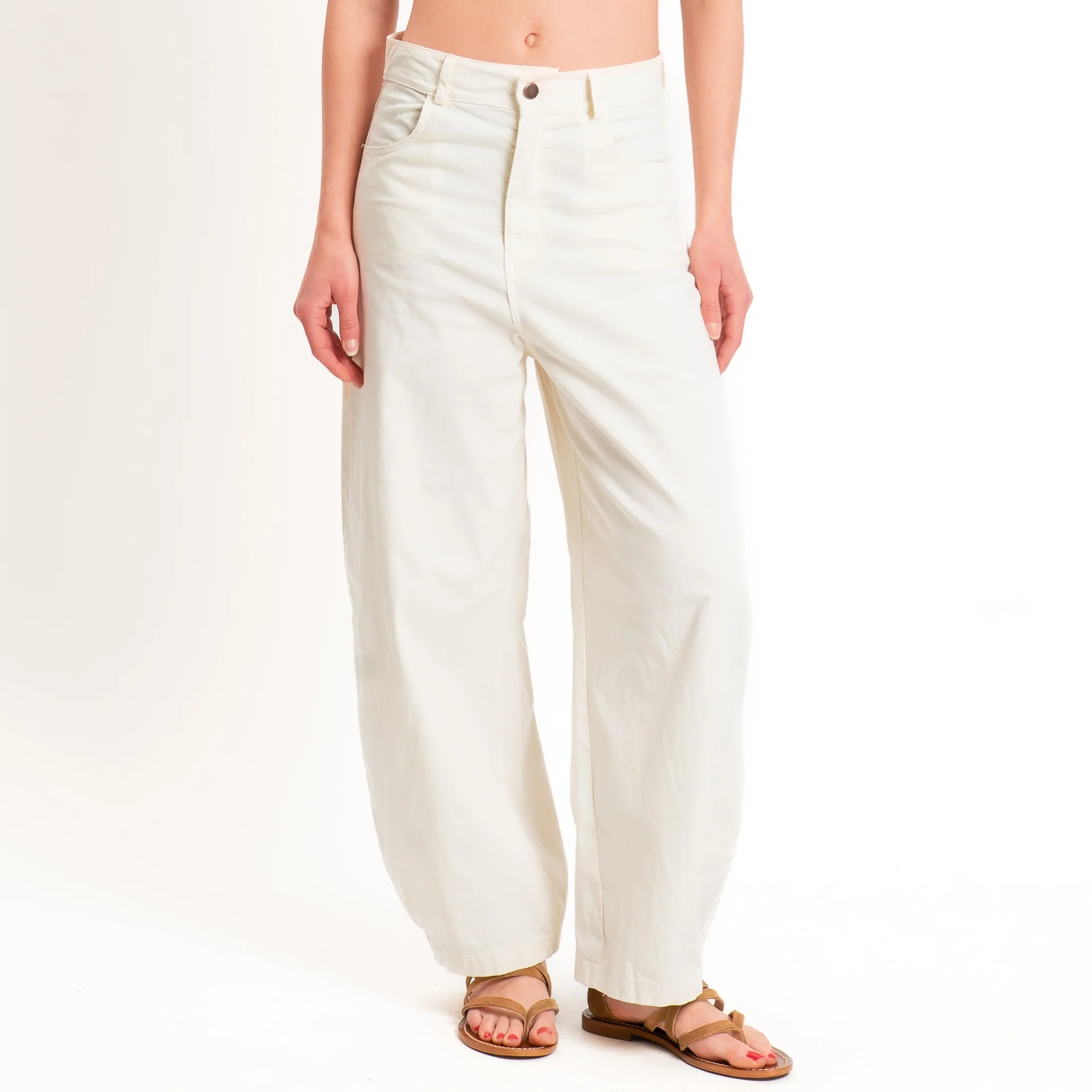 Tensione in-Pantalone balloon cotone elasticizzato - panna - Image 2