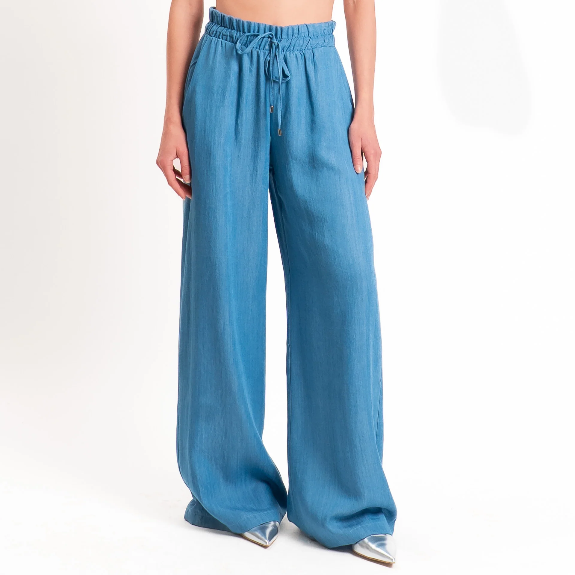 Motel-Pantalone chambray con coulisse - denim - Image 2