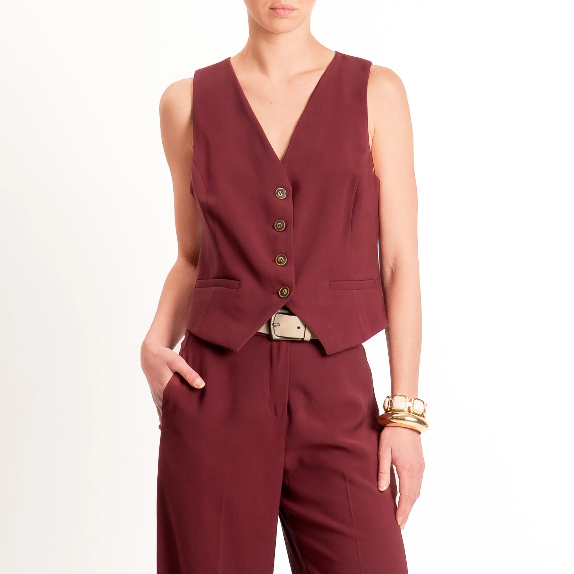 Tensione in-Completo gilet e pantalone - vino - Image 2