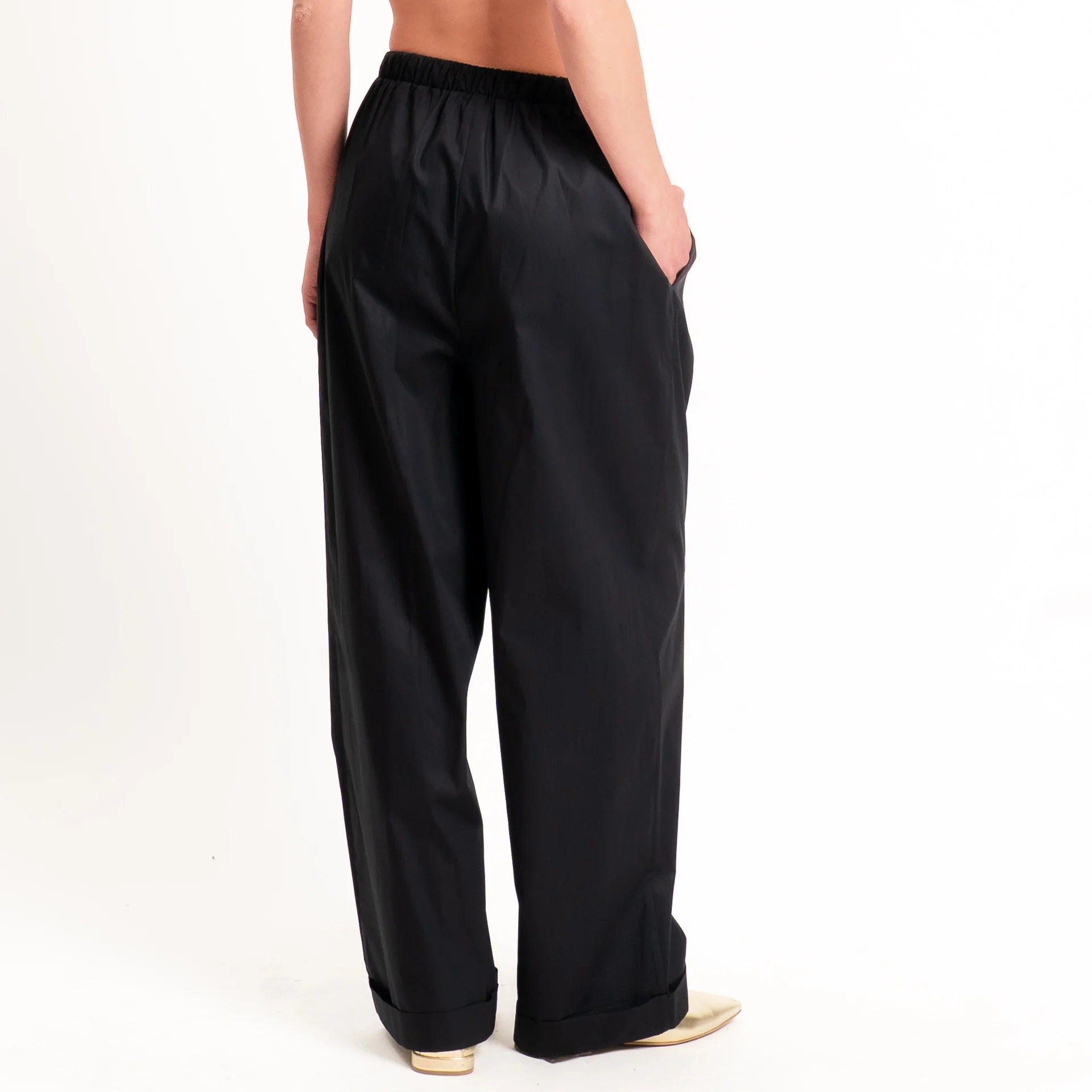 Motel-Pantalone popeline con coulisse - nero - Image 3