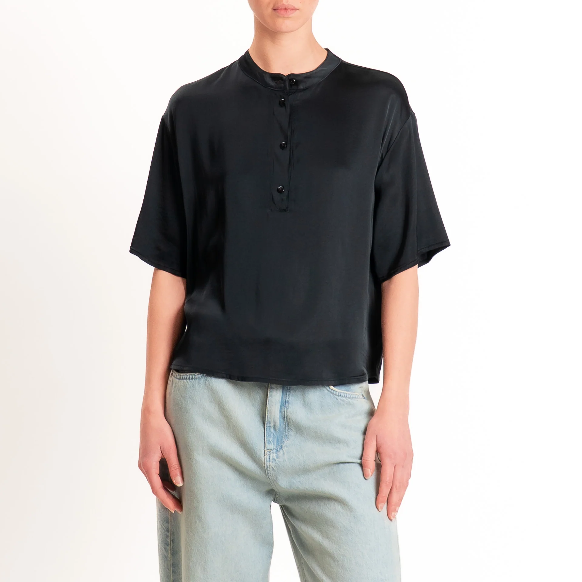 Tensione in-Blusa scatola serafino satin elasticizzato - nero - Image 2