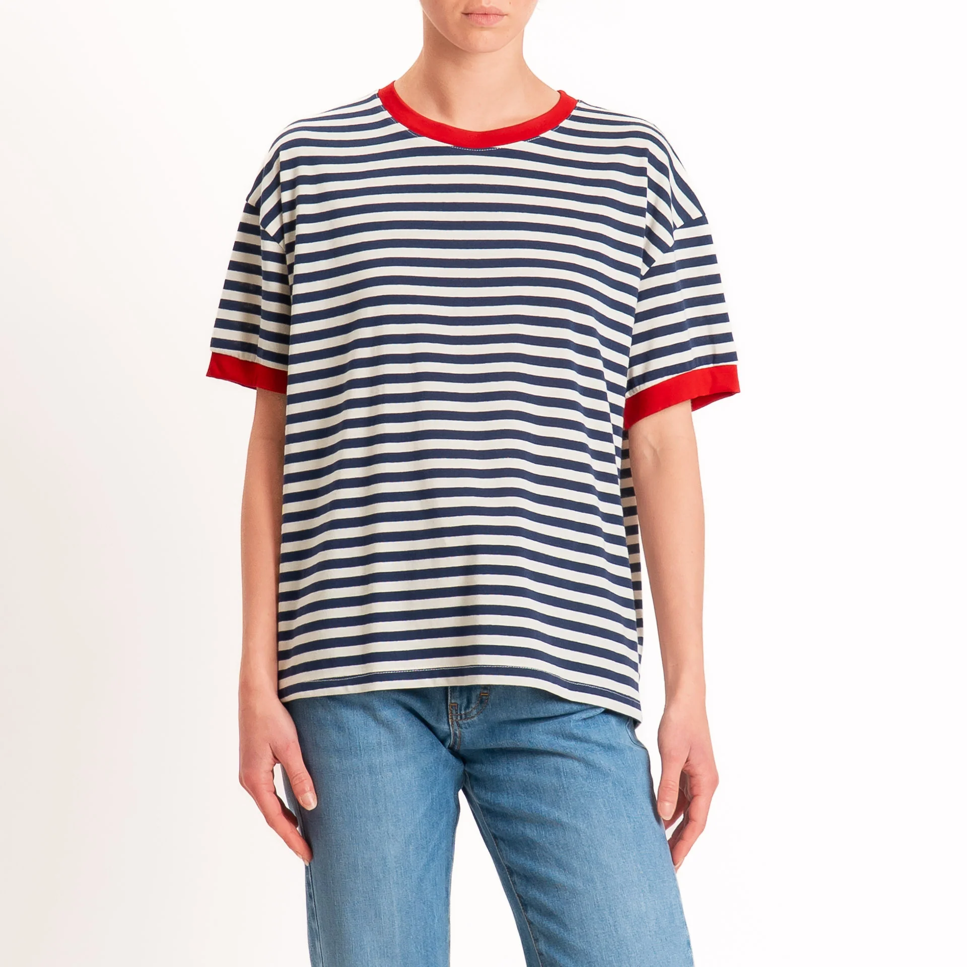 Tensione in-T-shirt in jersey a righe - rosso/blu/panna - Image 2