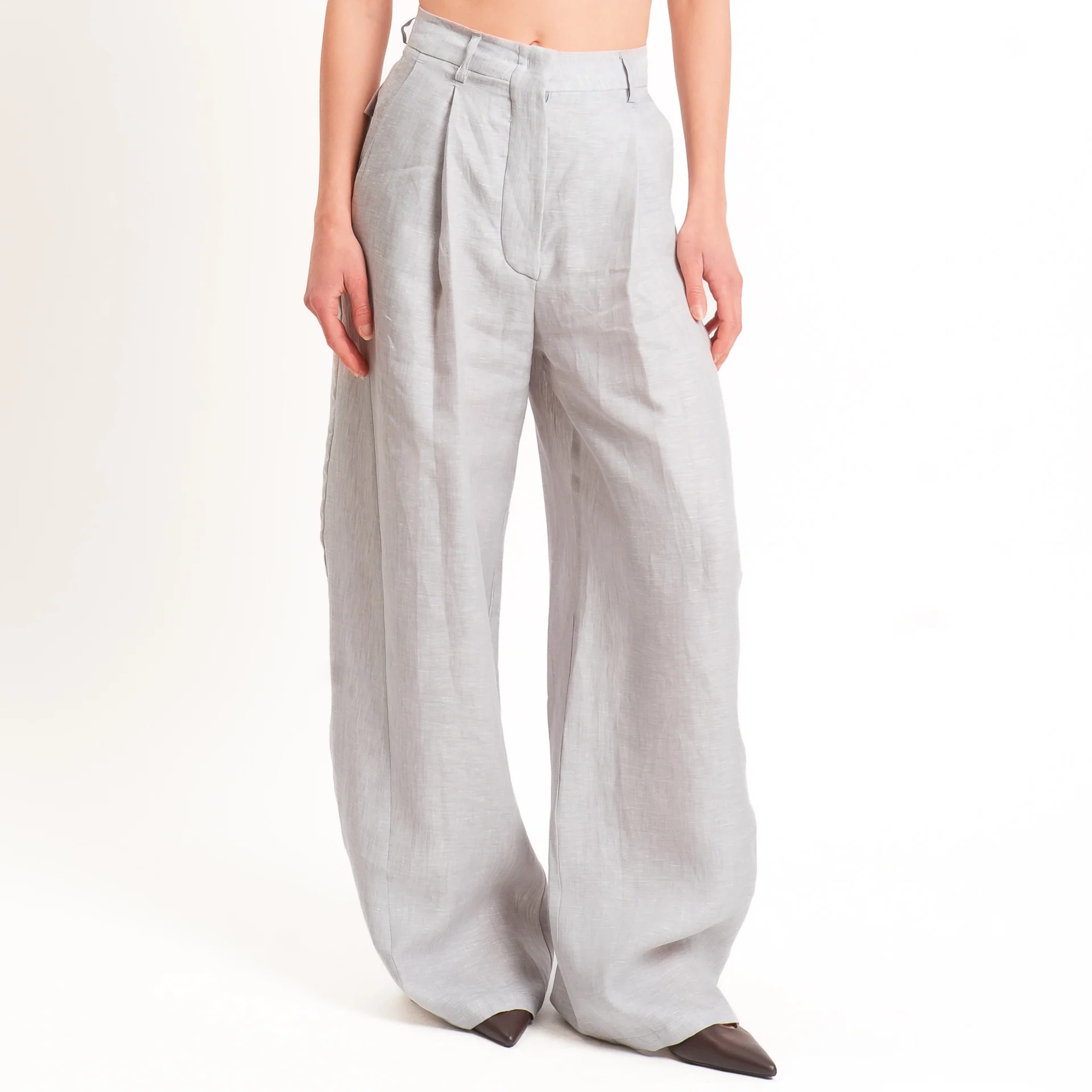 Tensione in-Pantalone wide leg 100% lino - perla - Image 2