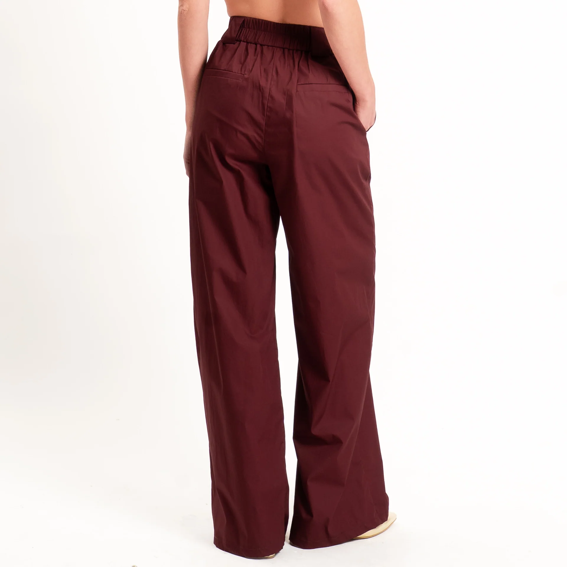Tensione in-Pantalone popeline wide leg - Bordeaux - Image 3