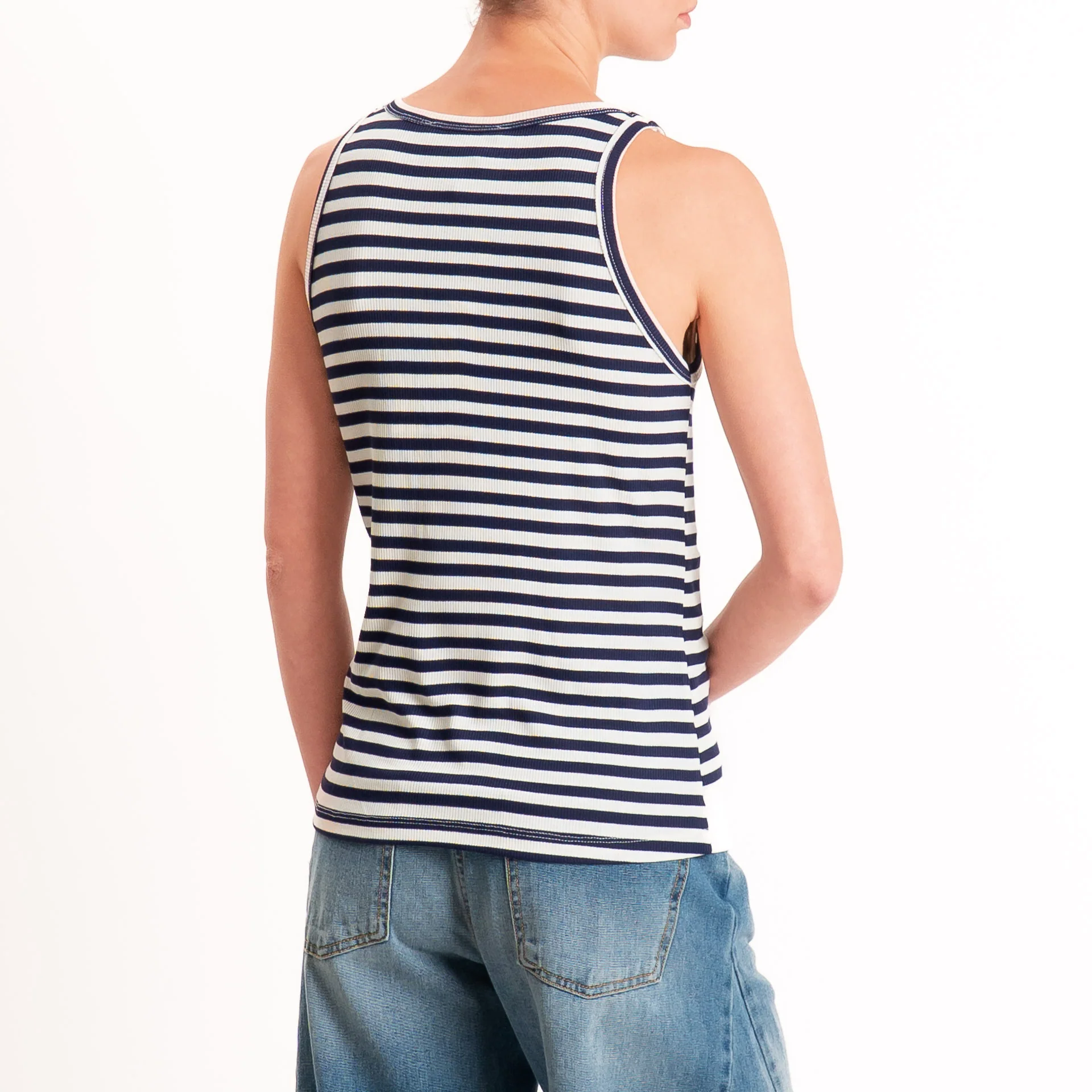 Haveone-Top serafino a righe - blu/panna - Image 3