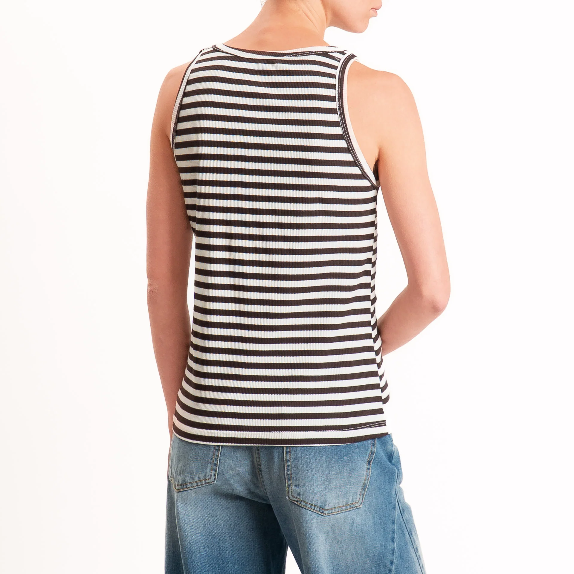 Haveone-Top serafino a righe - Moro/panna - Image 3