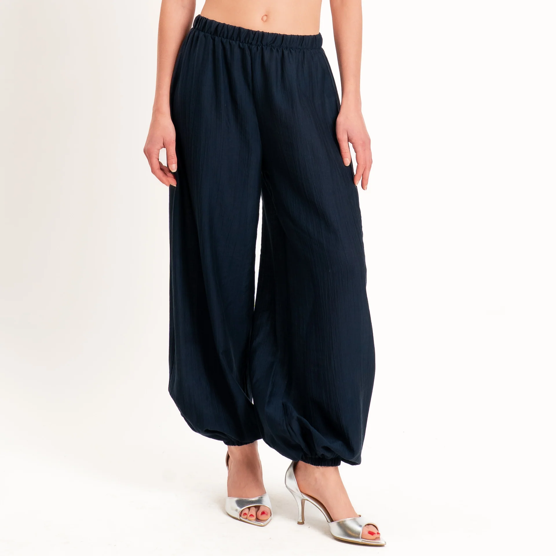 Vicolo-Completo goffrato lyocell top + pantalone - Blu - Image 3