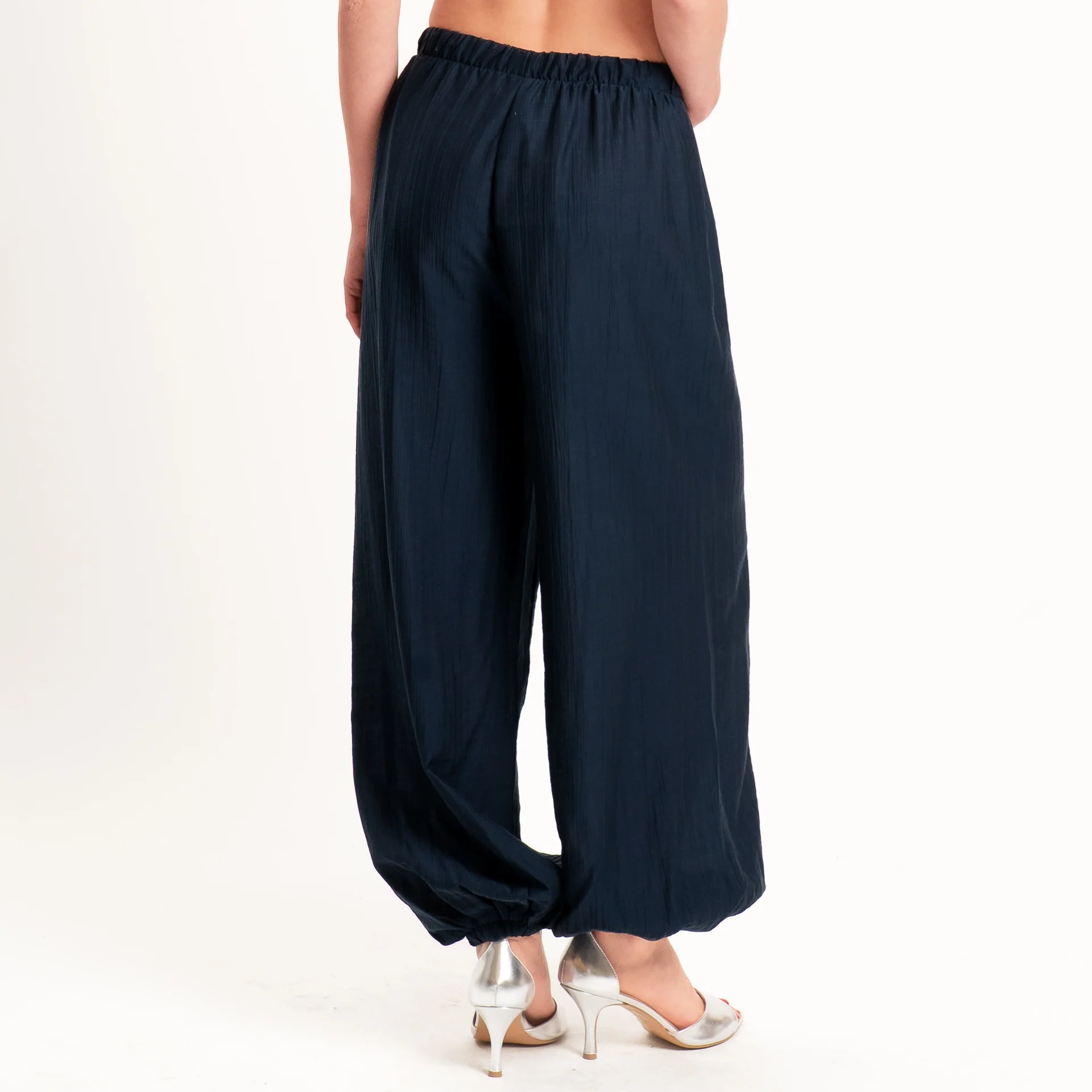 Vicolo-Completo goffrato lyocell top + pantalone - Blu - Image 5