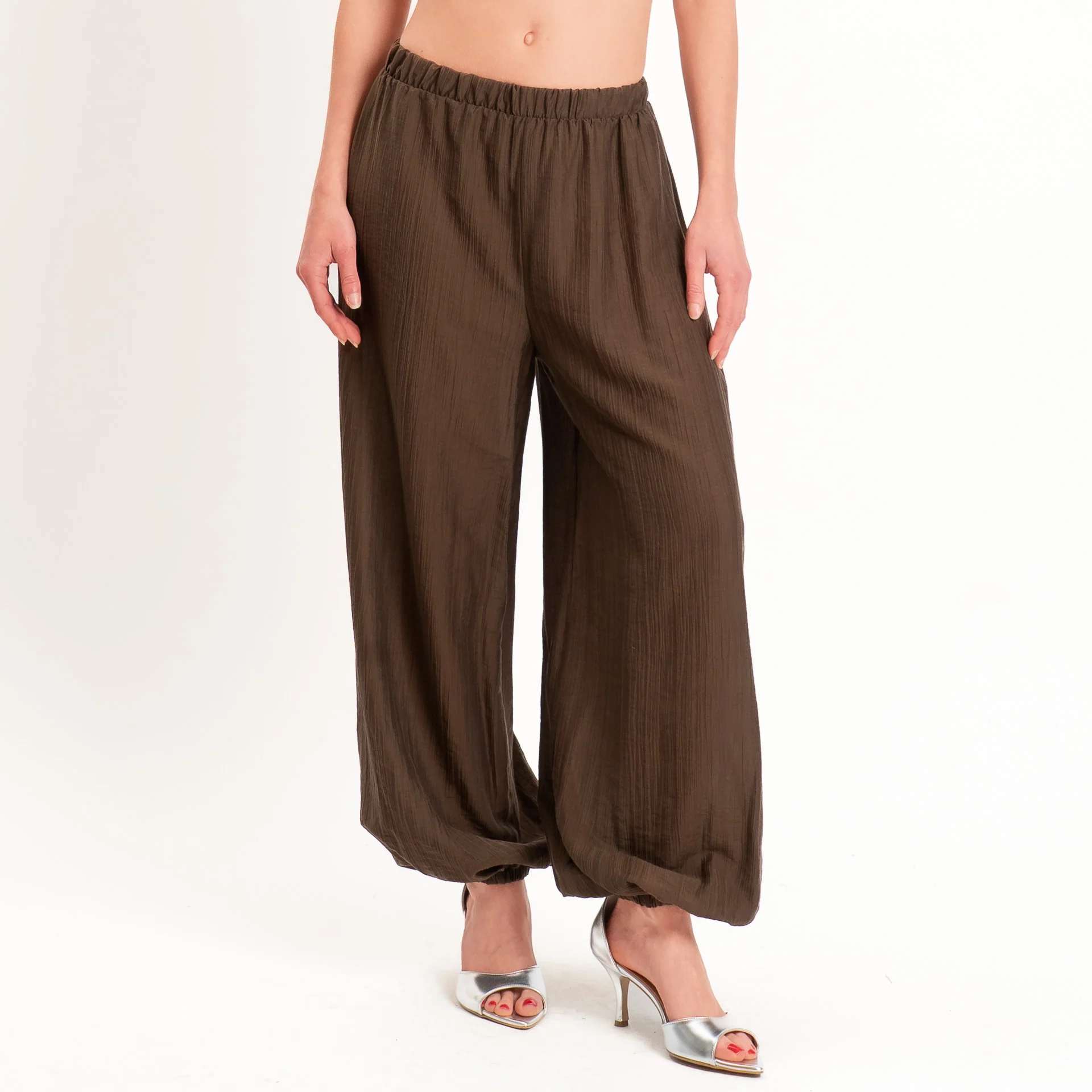 Vicolo-Completo goffrato lyocell top + pantalone - moro - Image 3