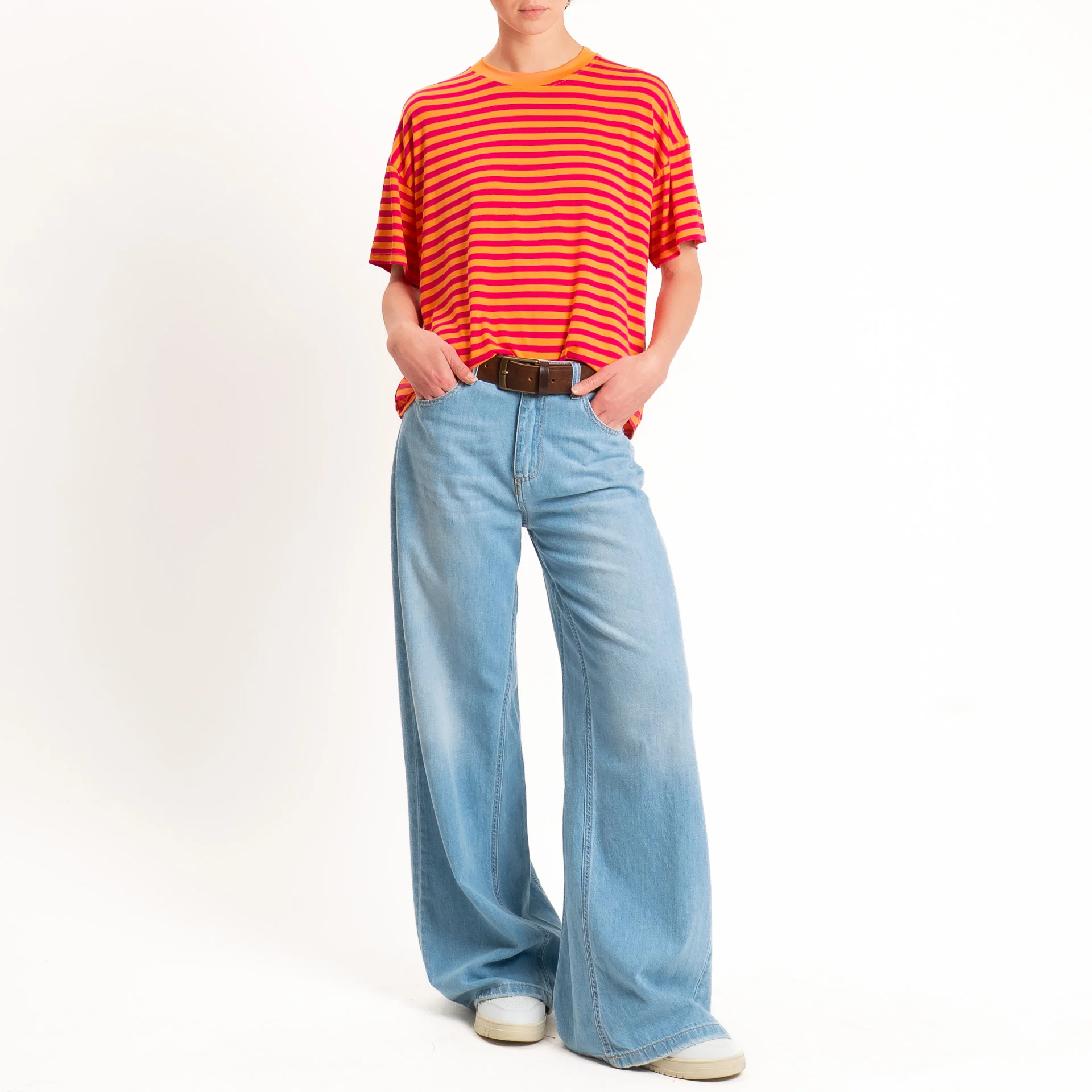 Haveone-T-shirt mezza manica a righe - arancio/fucsia/arancio