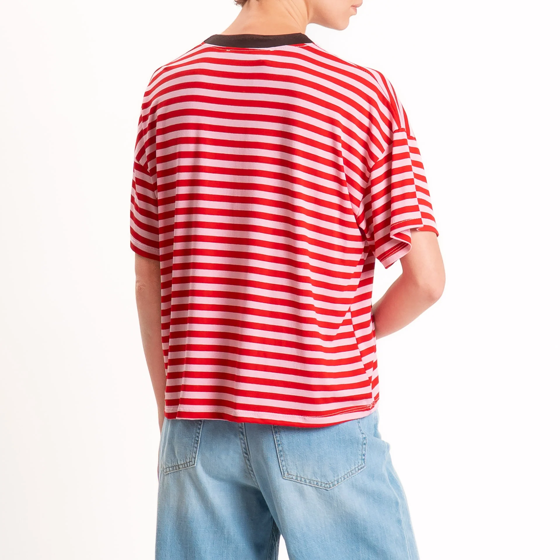 Haveone-T-shirt mezza manica a righe - moro/rosso/rosa - Image 3