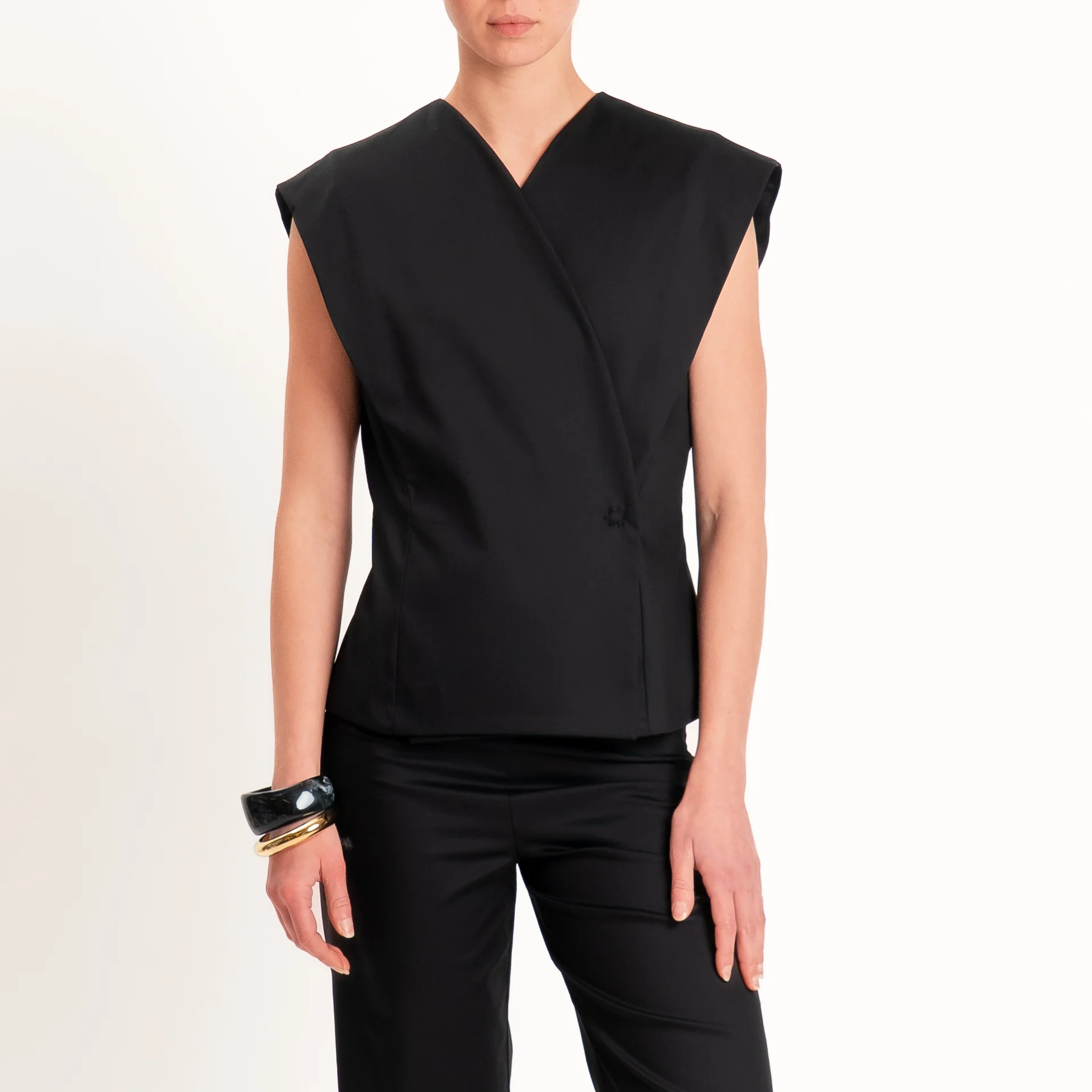 Dixie-Completo gilet + pantalone cotone elasticizzato - nero - Image 2